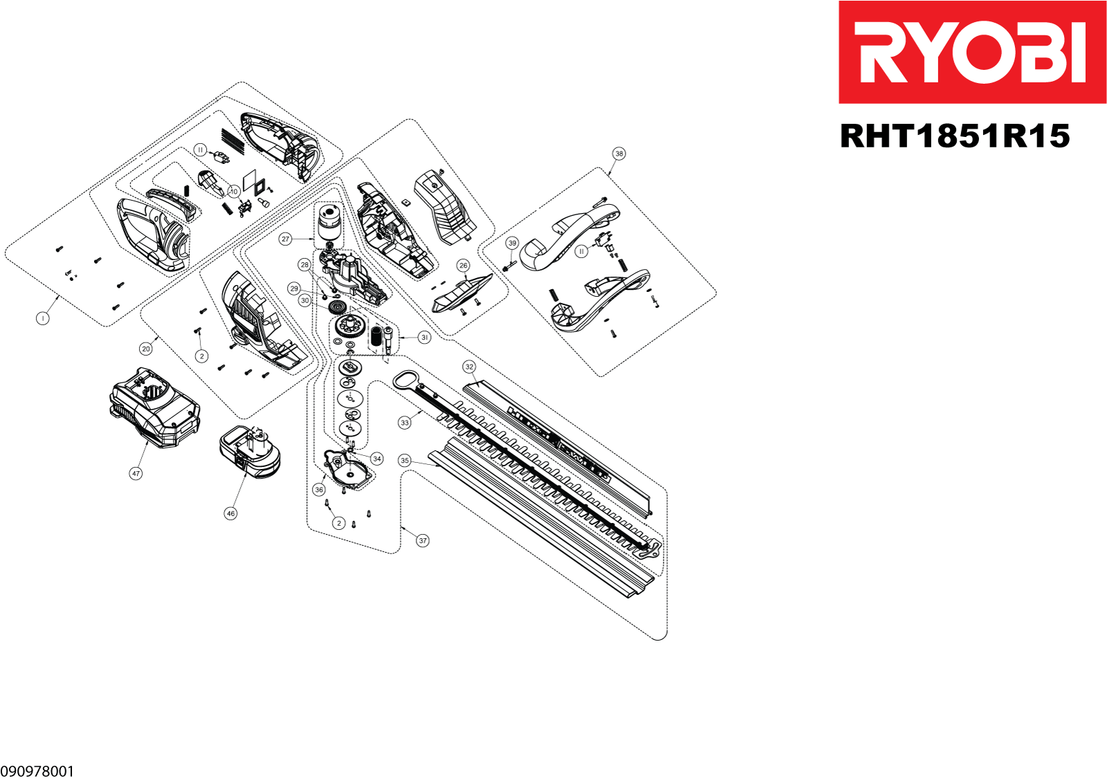 Vue éclatée Ryobi RHT1851R15 4000444187#01