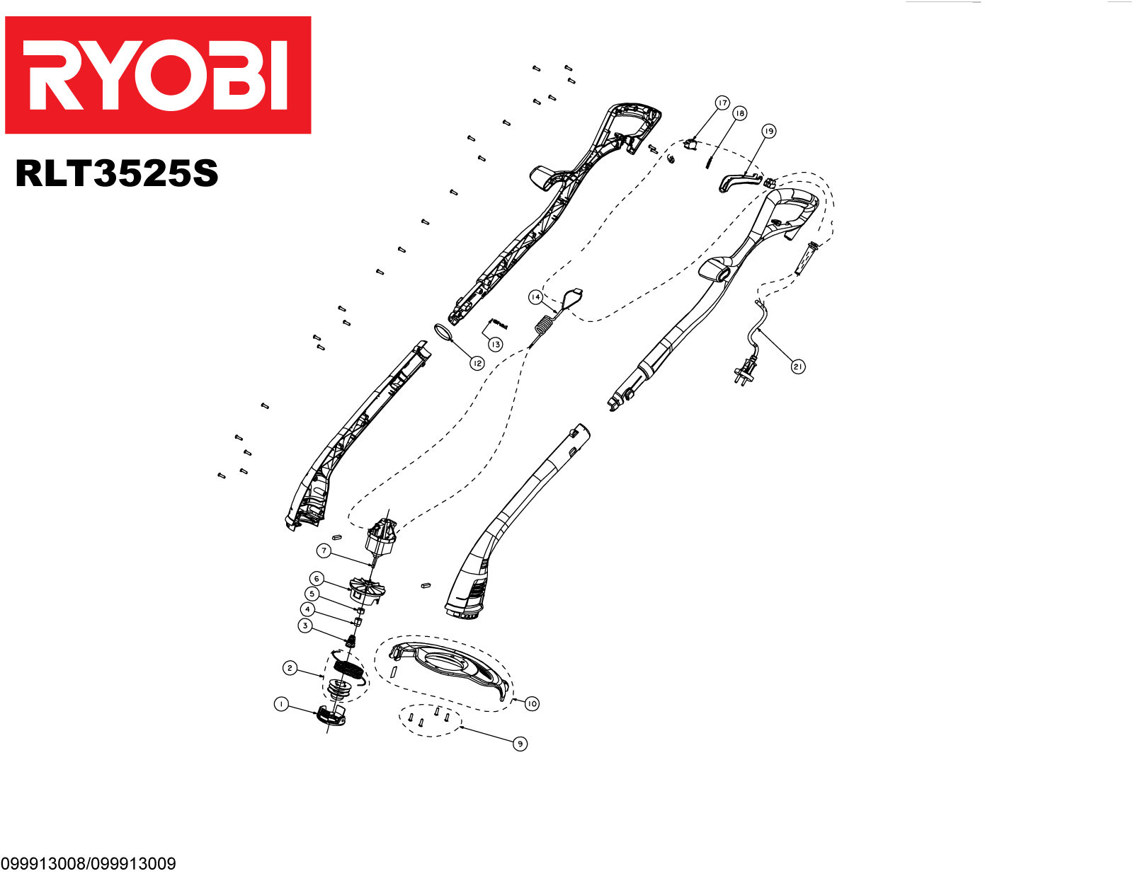 Vue éclatée Ryobi RLT3525S 4000444194#01