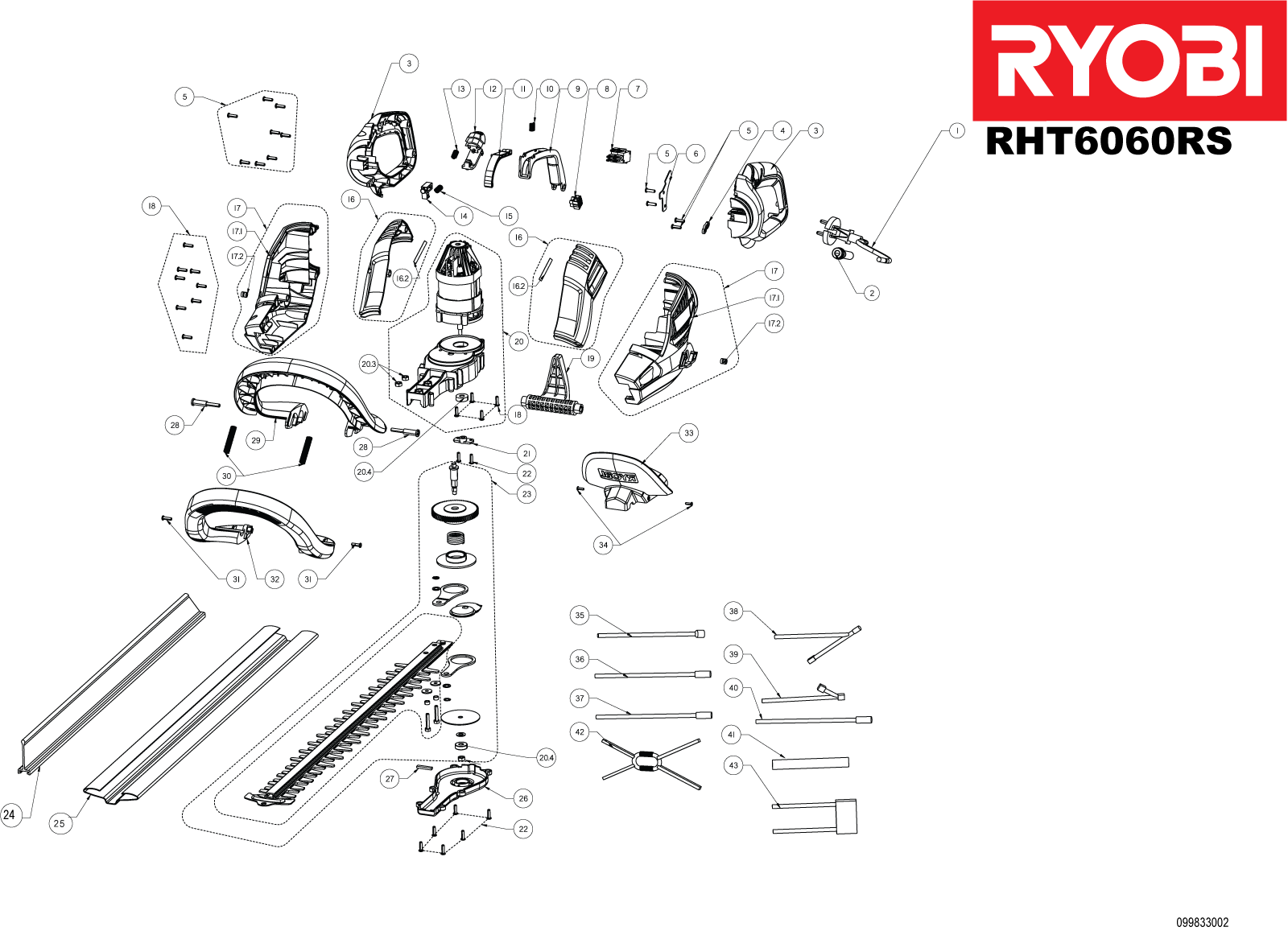 Vue éclatée Ryobi RHT6060RS 4000444204#01