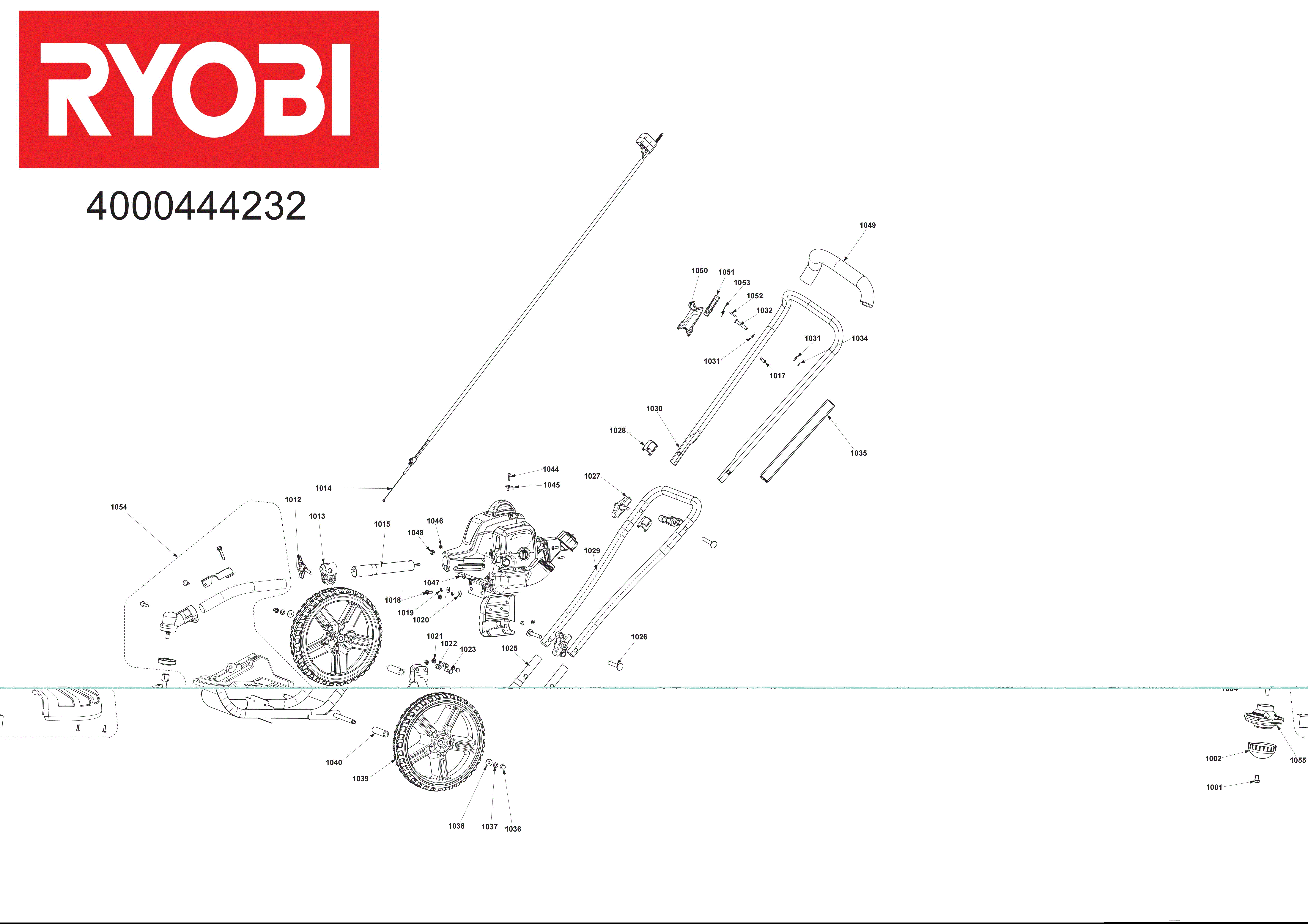 Vue éclatée Ryobi RFT254 4000444232#01