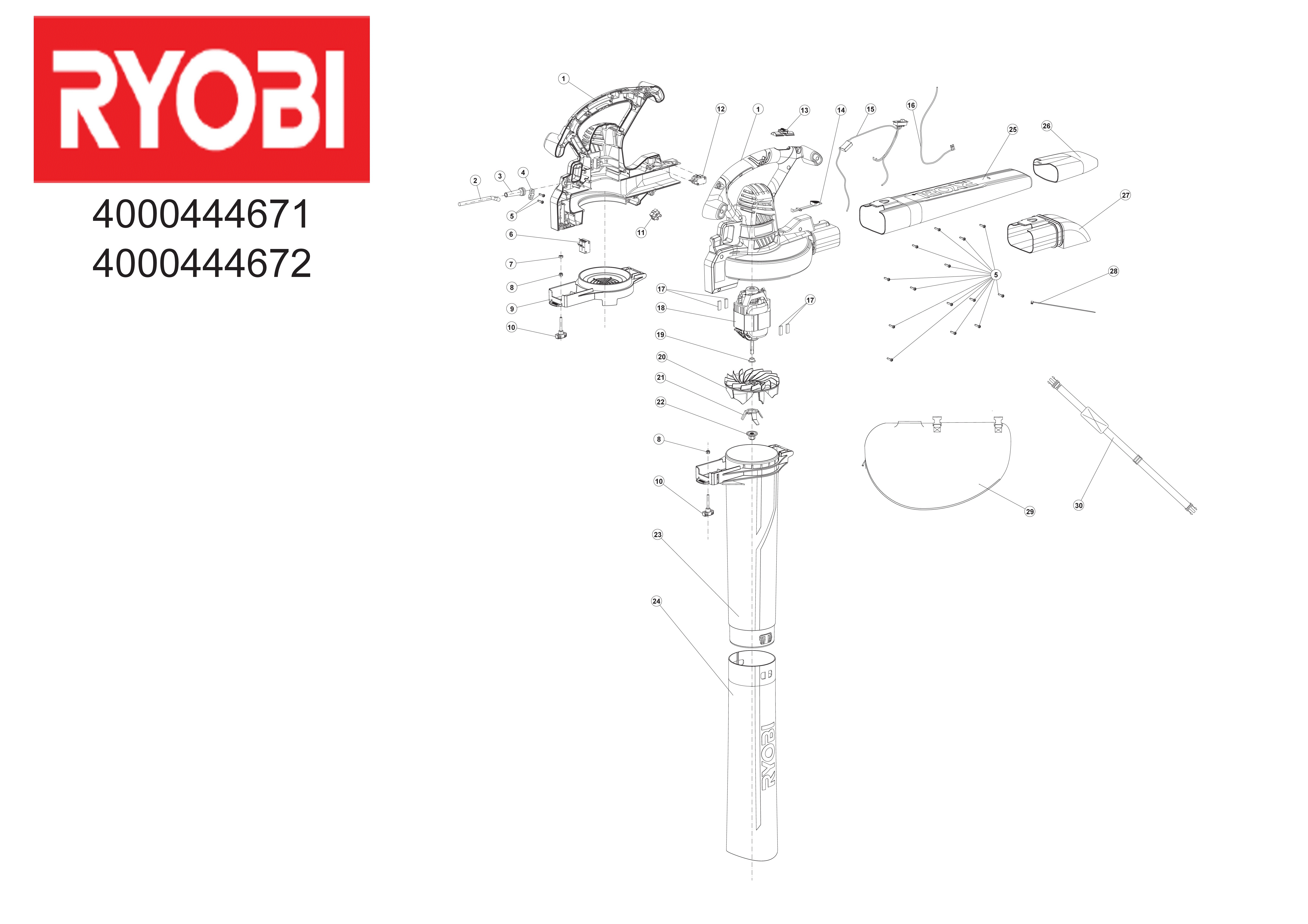 Vue éclatée Ryobi RBV3000CSV__EU 4000444672#01
