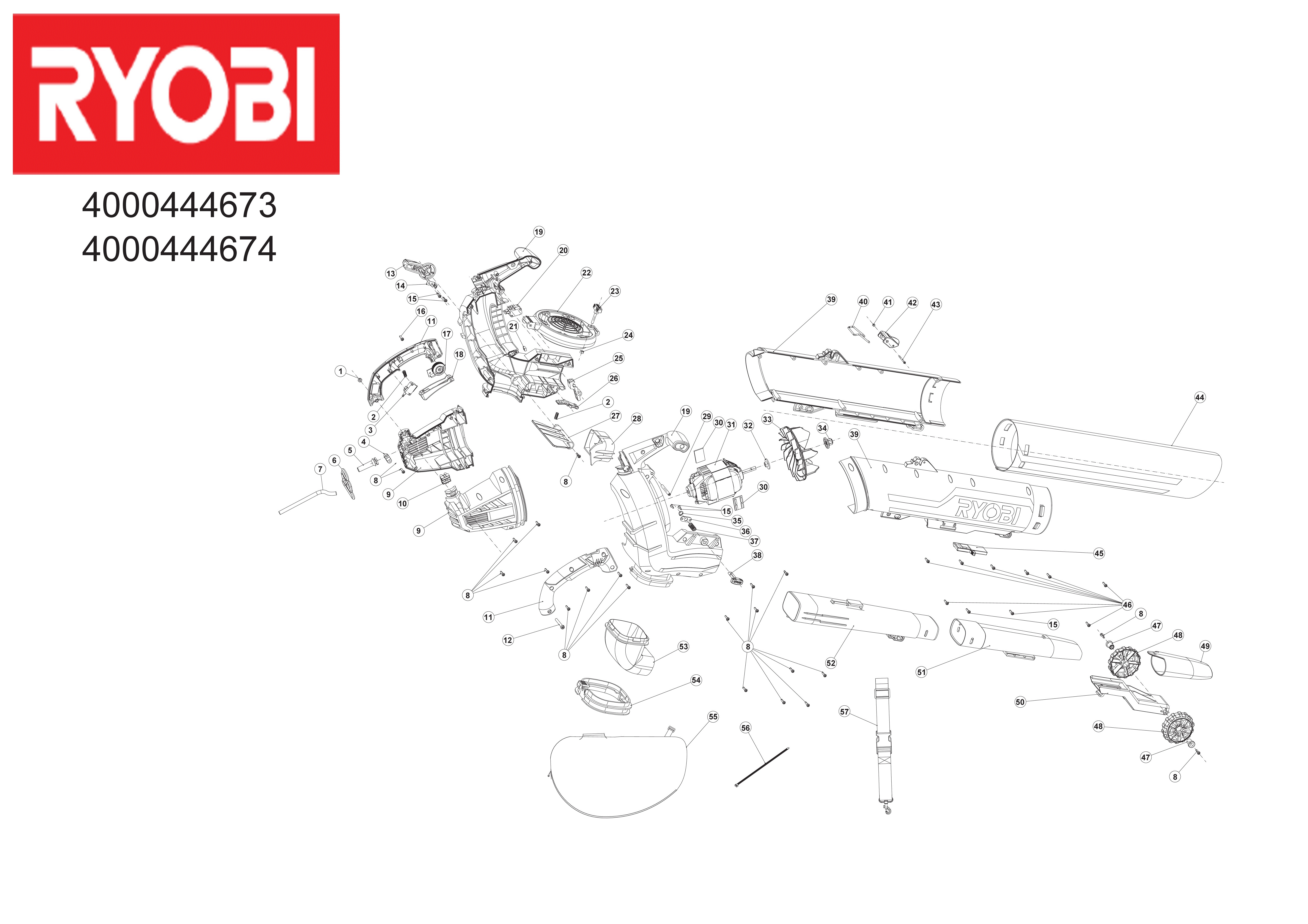 Vue éclatée Ryobi RBV3000CESV 4000444673#01