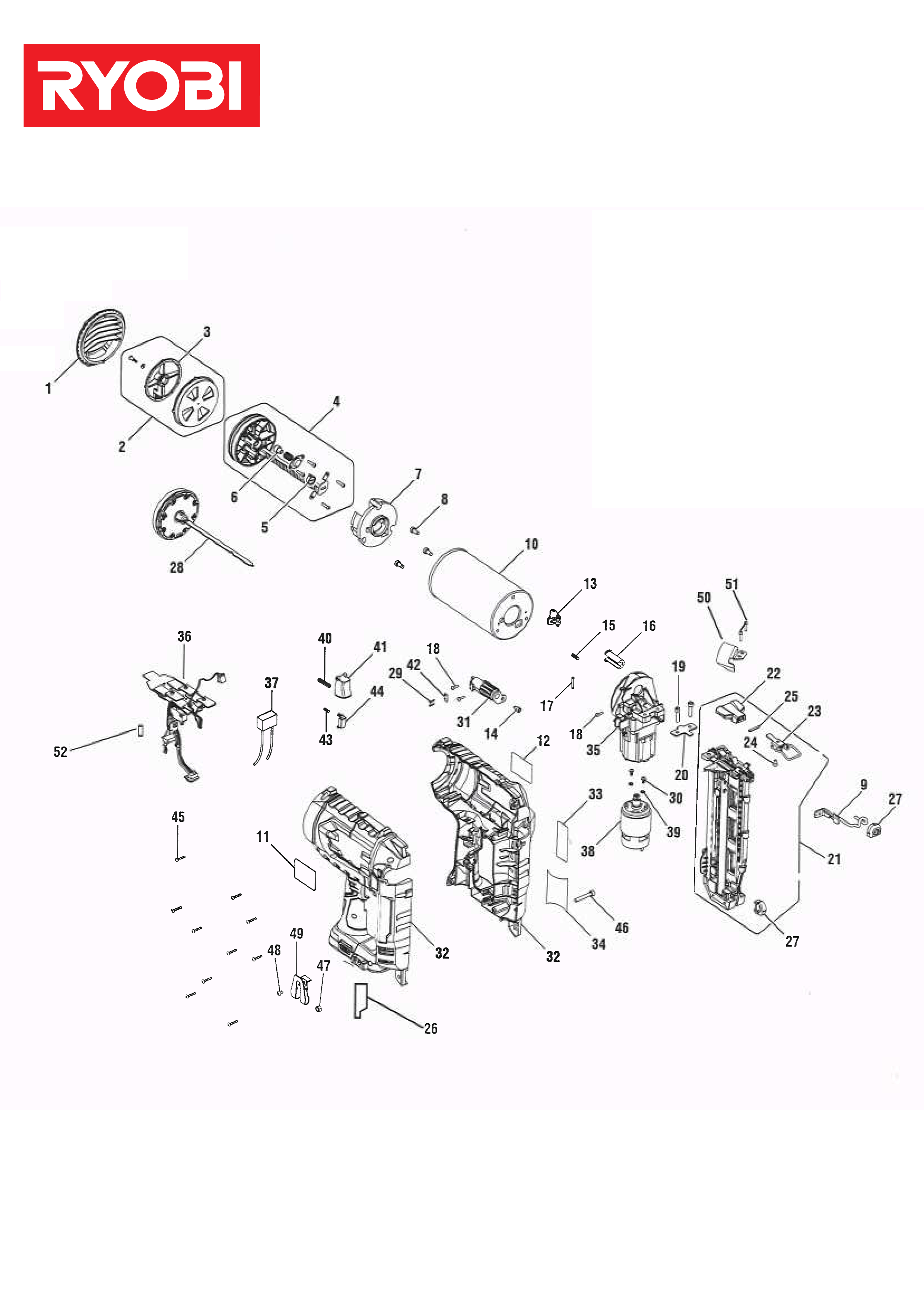 Vue éclatée Ryobi R18N16G-L15S_18V 4000444297#01