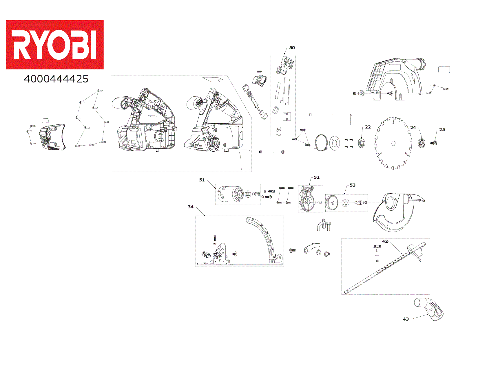 Vue éclatée Ryobi R18CS-0_18V 4000444425#01