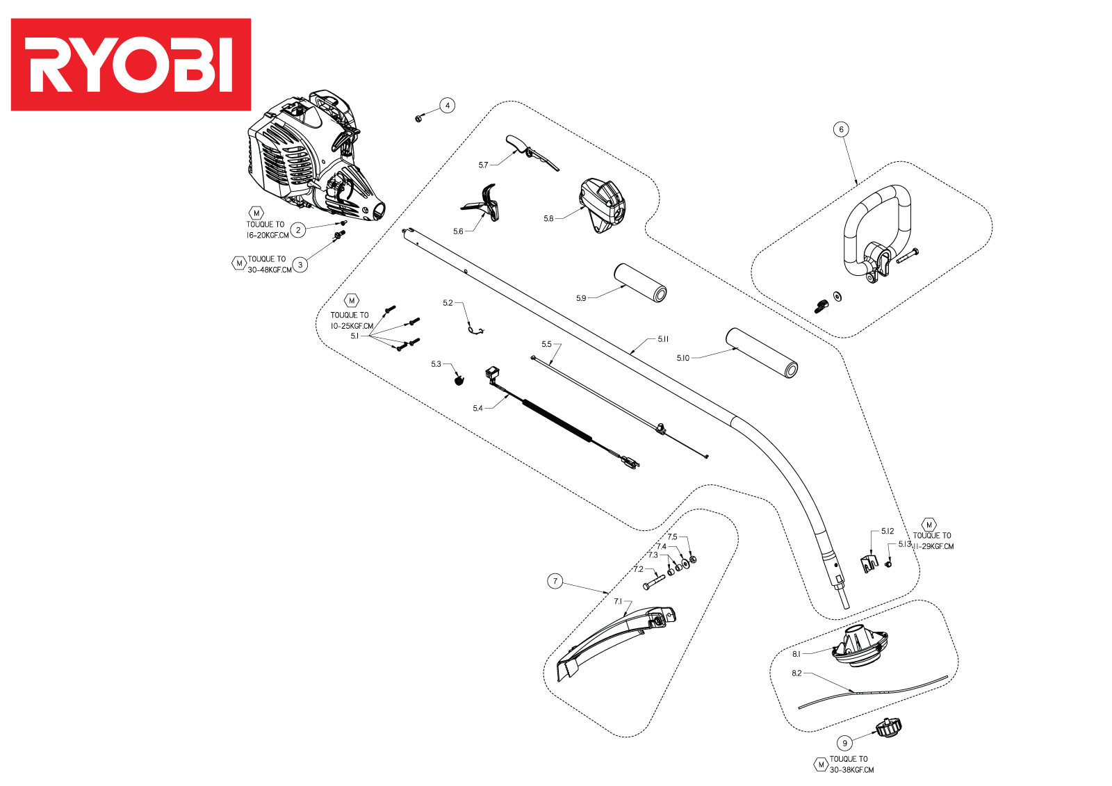 Vue éclatée Ryobi RLT26C 4000444382#01