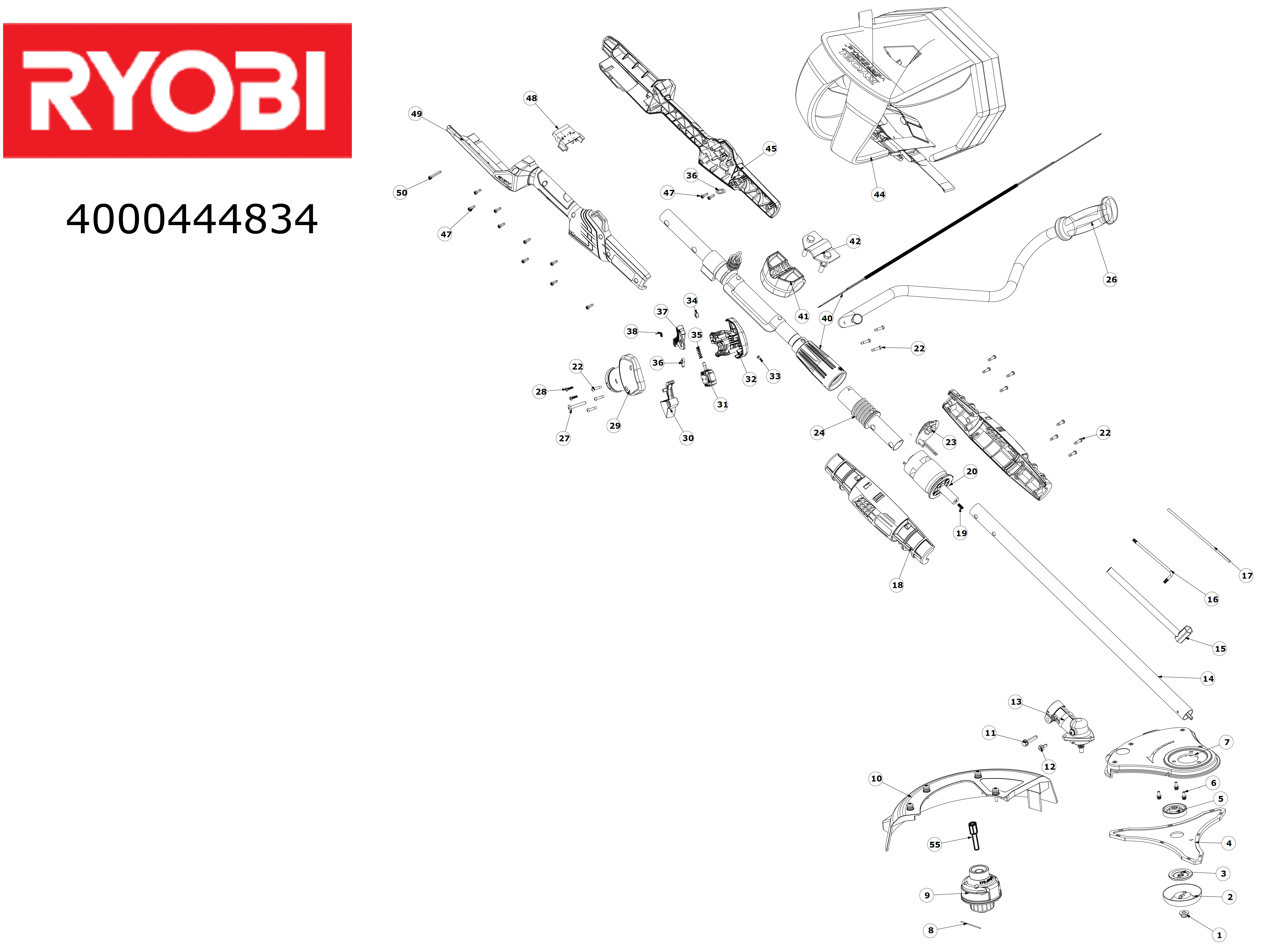 Vue éclatée Ryobi RBC36B26B 4000444834#01