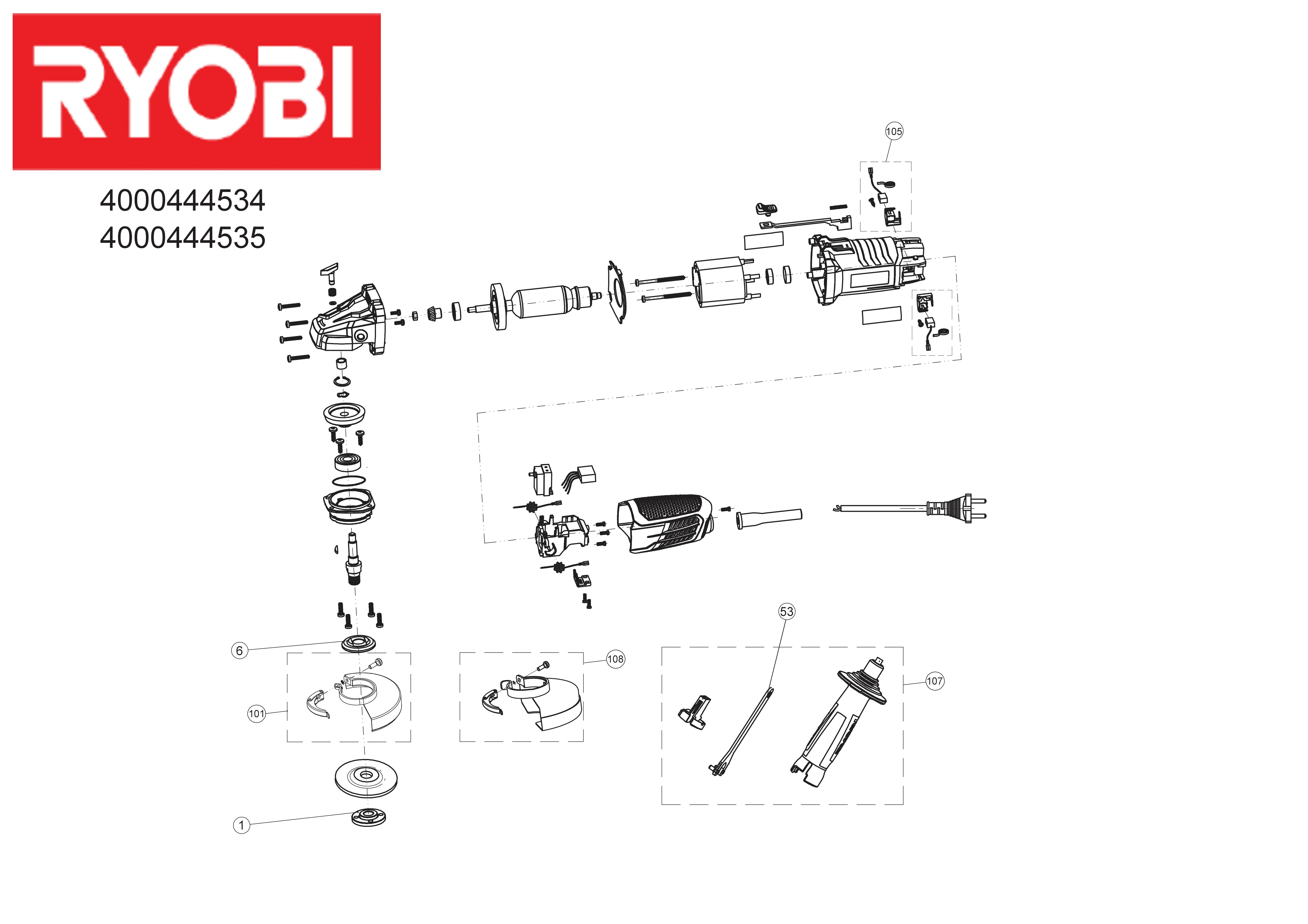 Vue éclatée Ryobi RAG750-G115__IN2 4000444534#01