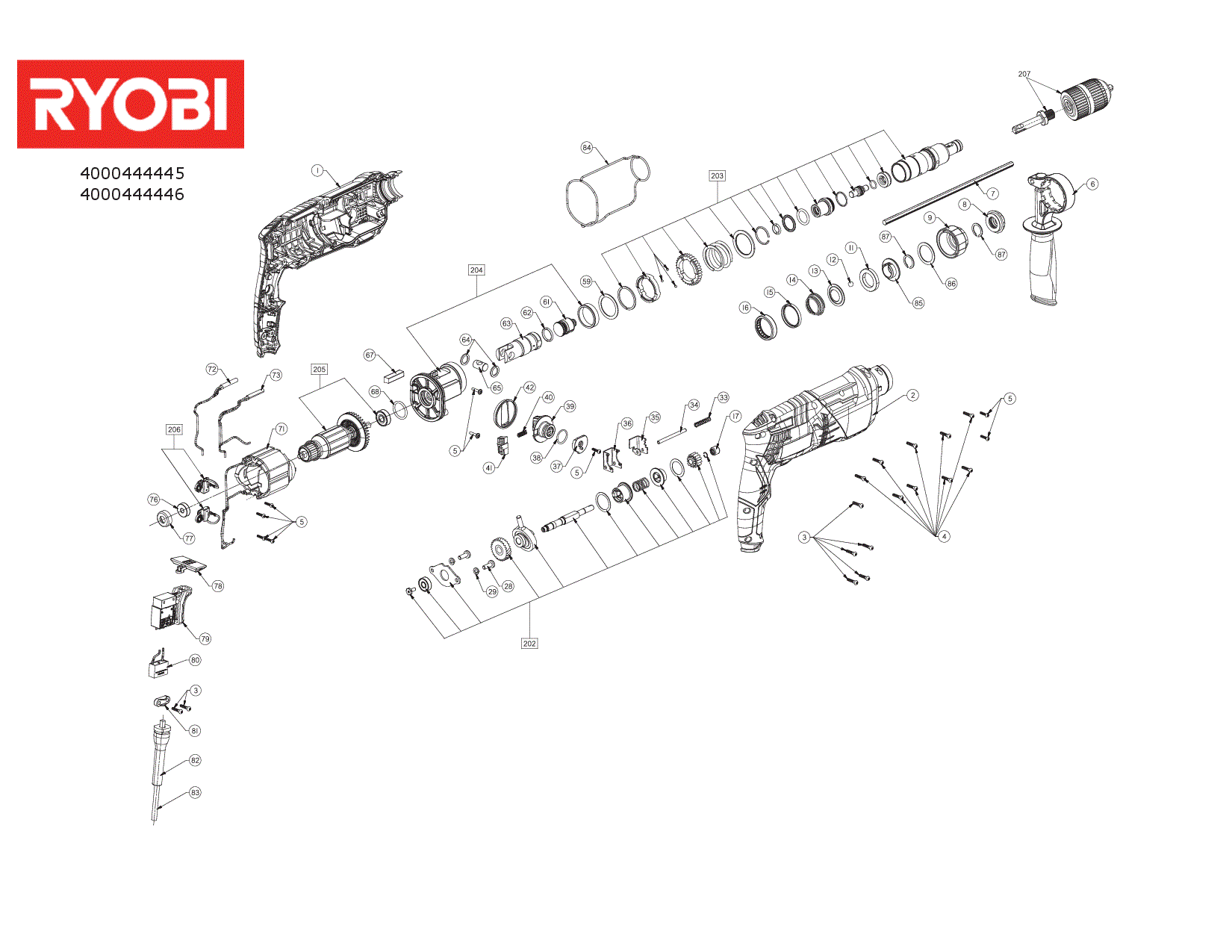 Vue éclatée Ryobi RSDS680KA2_680W_IN2 4000444445#01