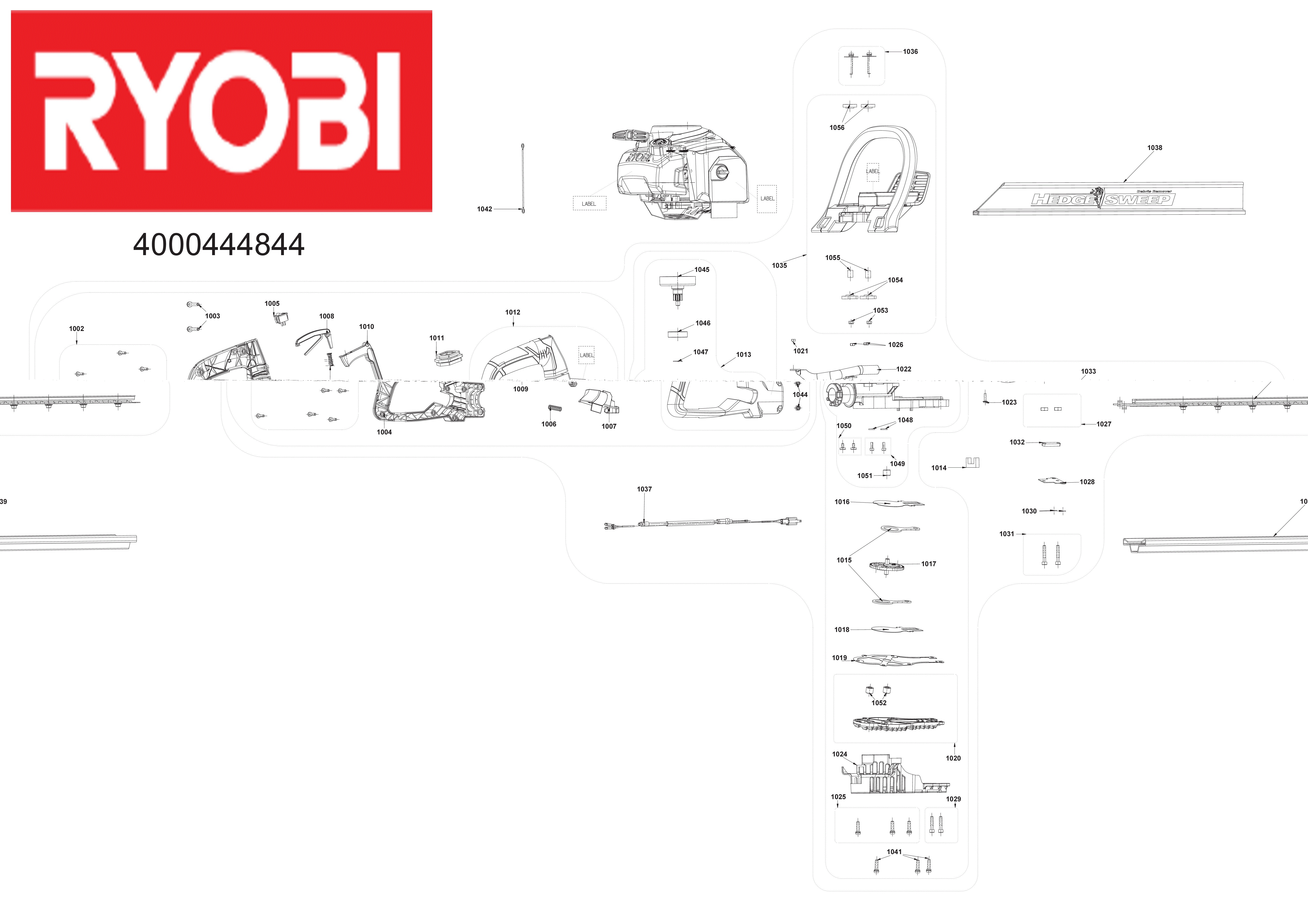 Vue éclatée Ryobi RHT25X60RO 4000444844B#01