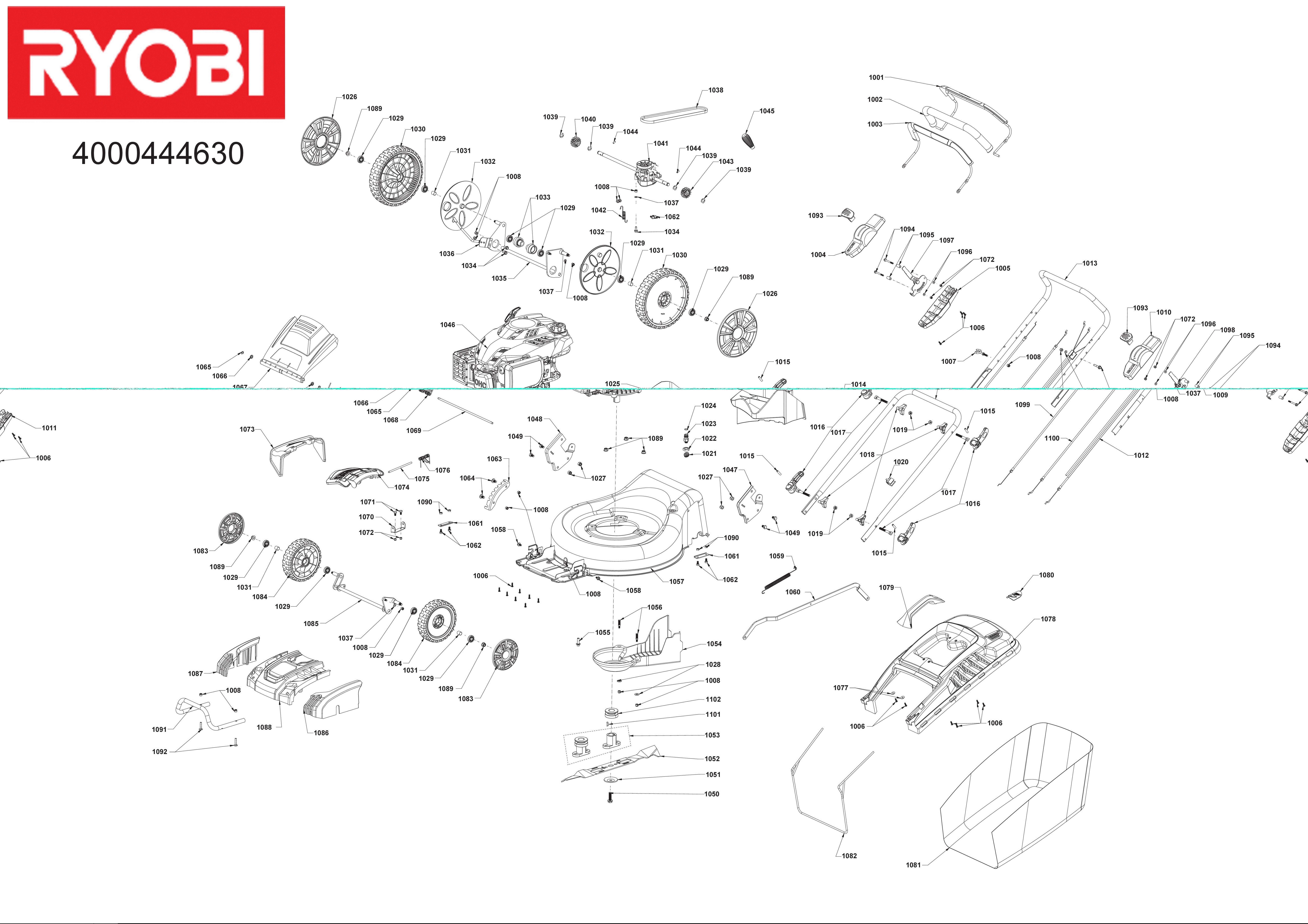 Vue éclatée Ryobi RLM53175S 4000444630#01