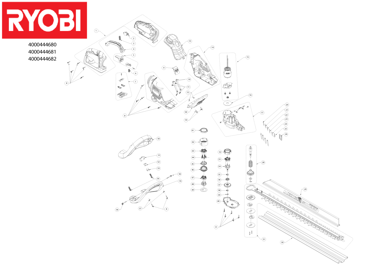 Vue éclatée Ryobi RHT36C60R15 4000444680#01