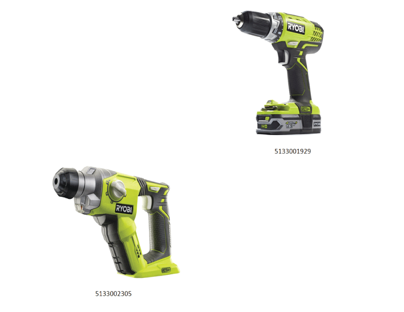 Vue éclatée Ryobi R18CK2C-LL515S_RCD+SDS 5133002579#1#01