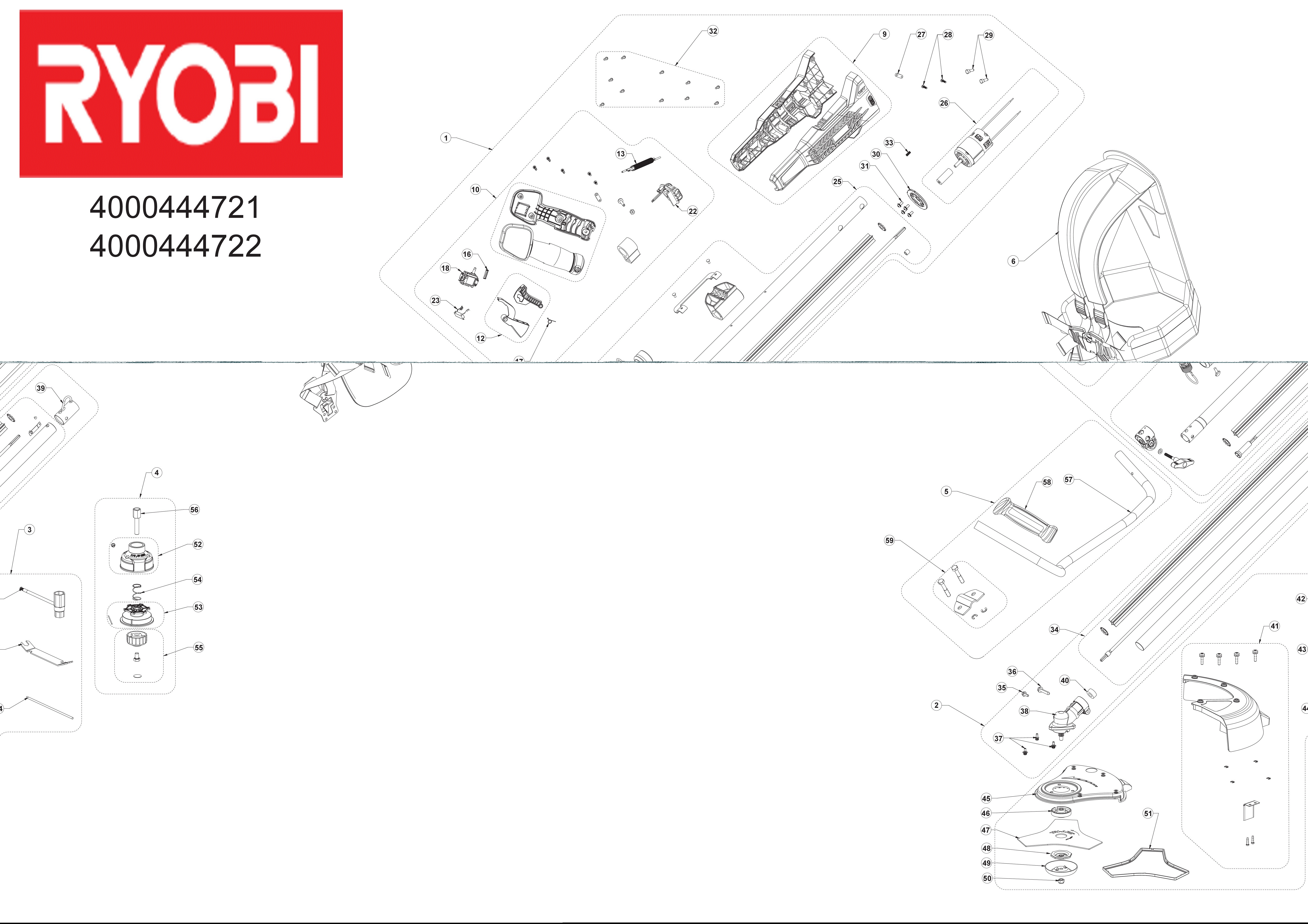 Vue éclatée Ryobi OBC1820B 4000444722#01