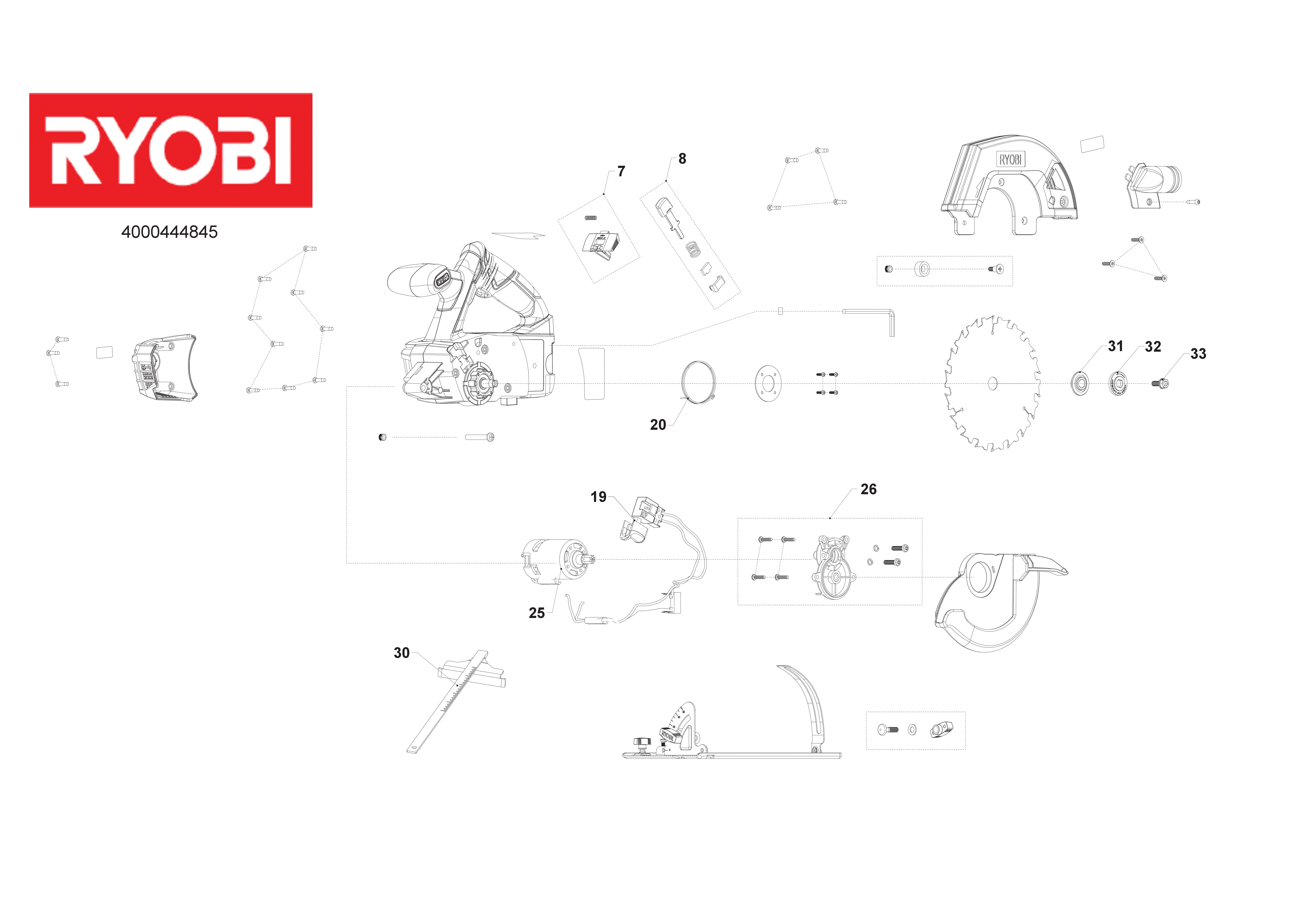 Vue éclatée Ryobi R18CSP-0 4000444845#01