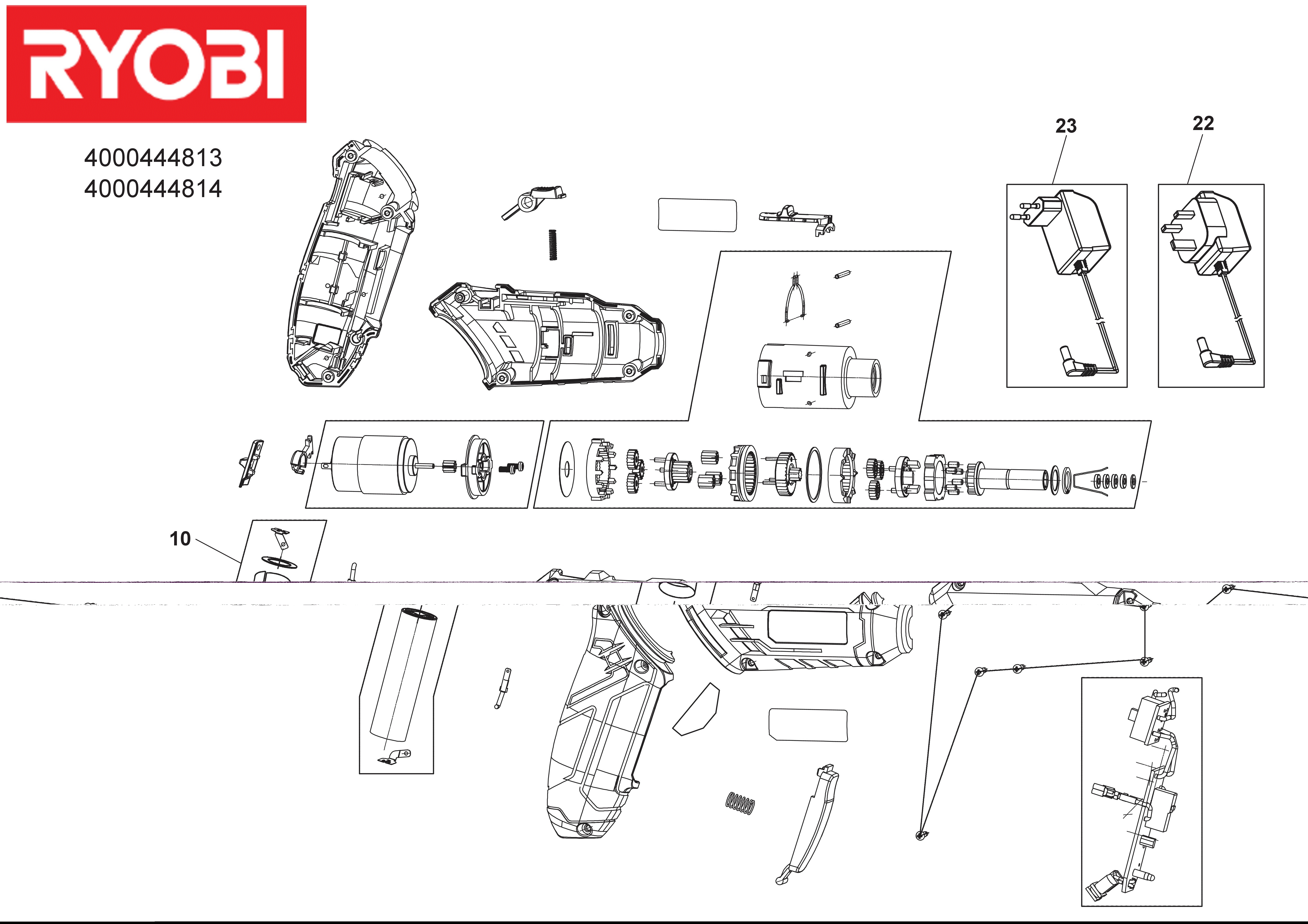 Vue éclatée Ryobi R4SDP-L13C 4000444814#01