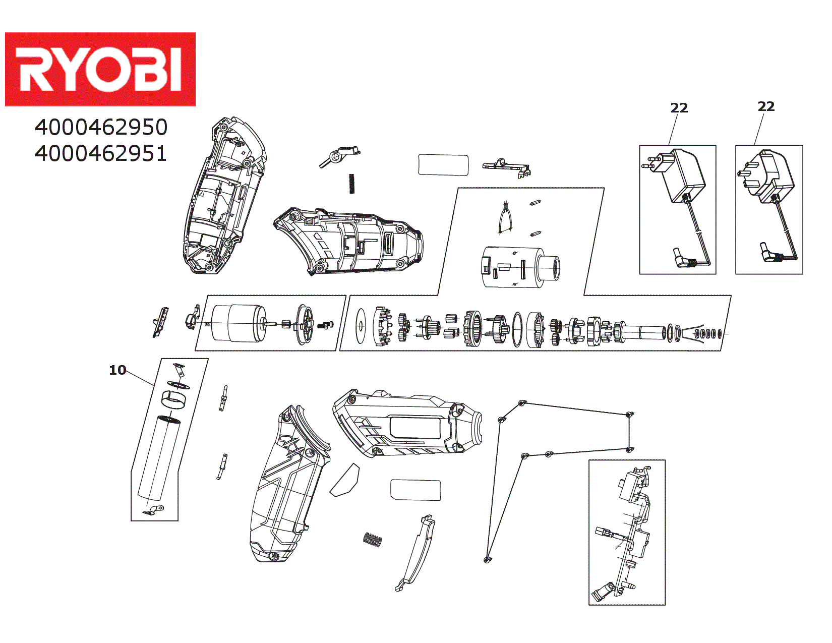 Vue éclatée Ryobi R4SDP-L13C 4000462951#01