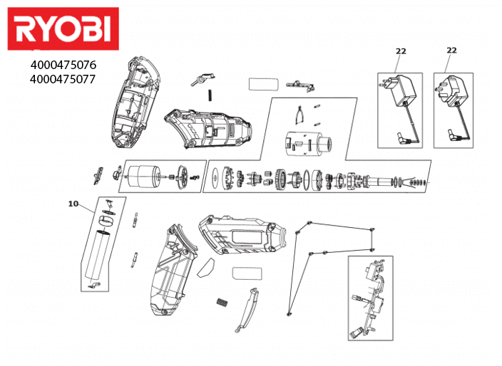 Vue éclatée Ryobi R4SDP-L13C 4000475077#01