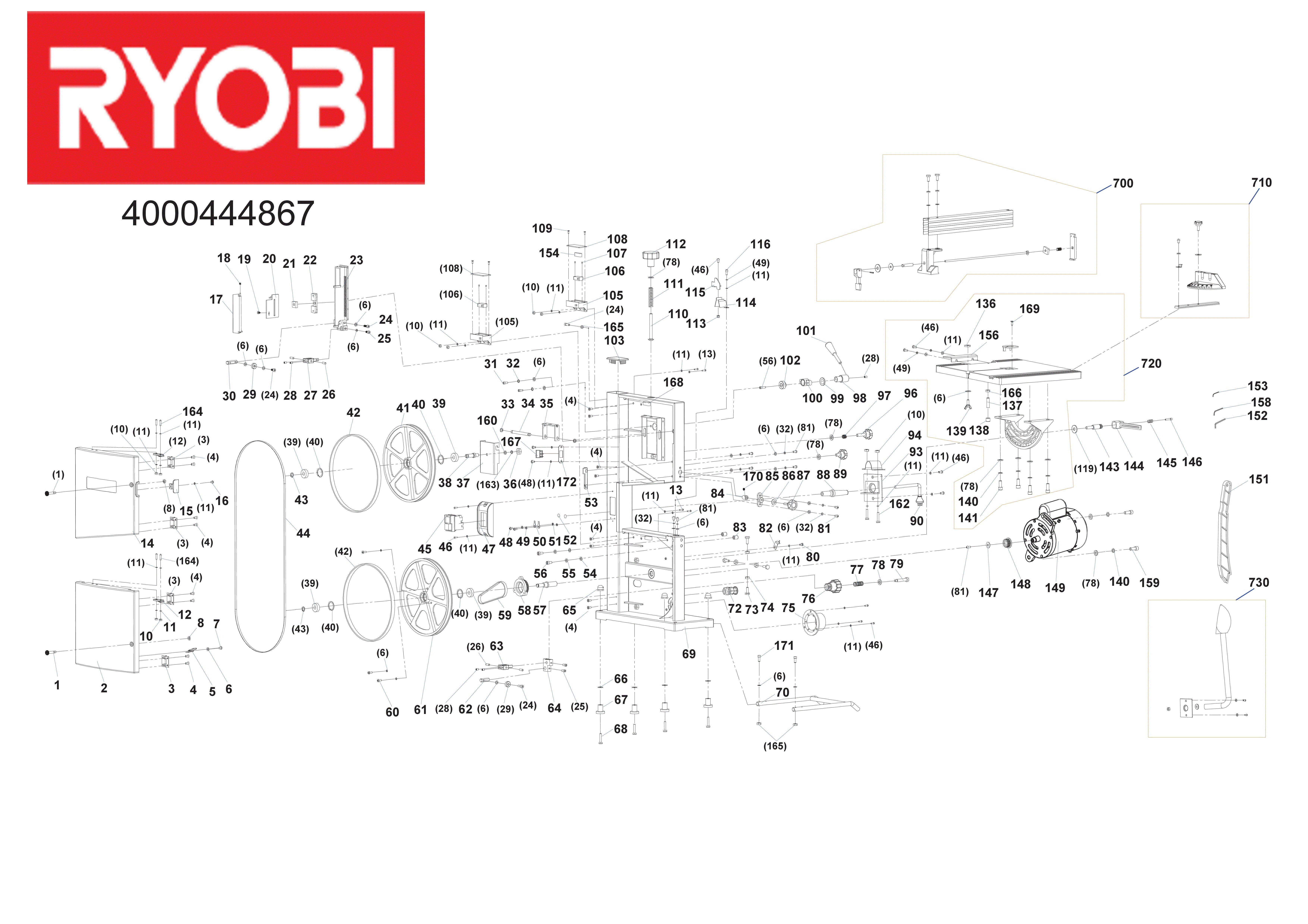 Vue éclatée Ryobi RBS904 4000444867#01