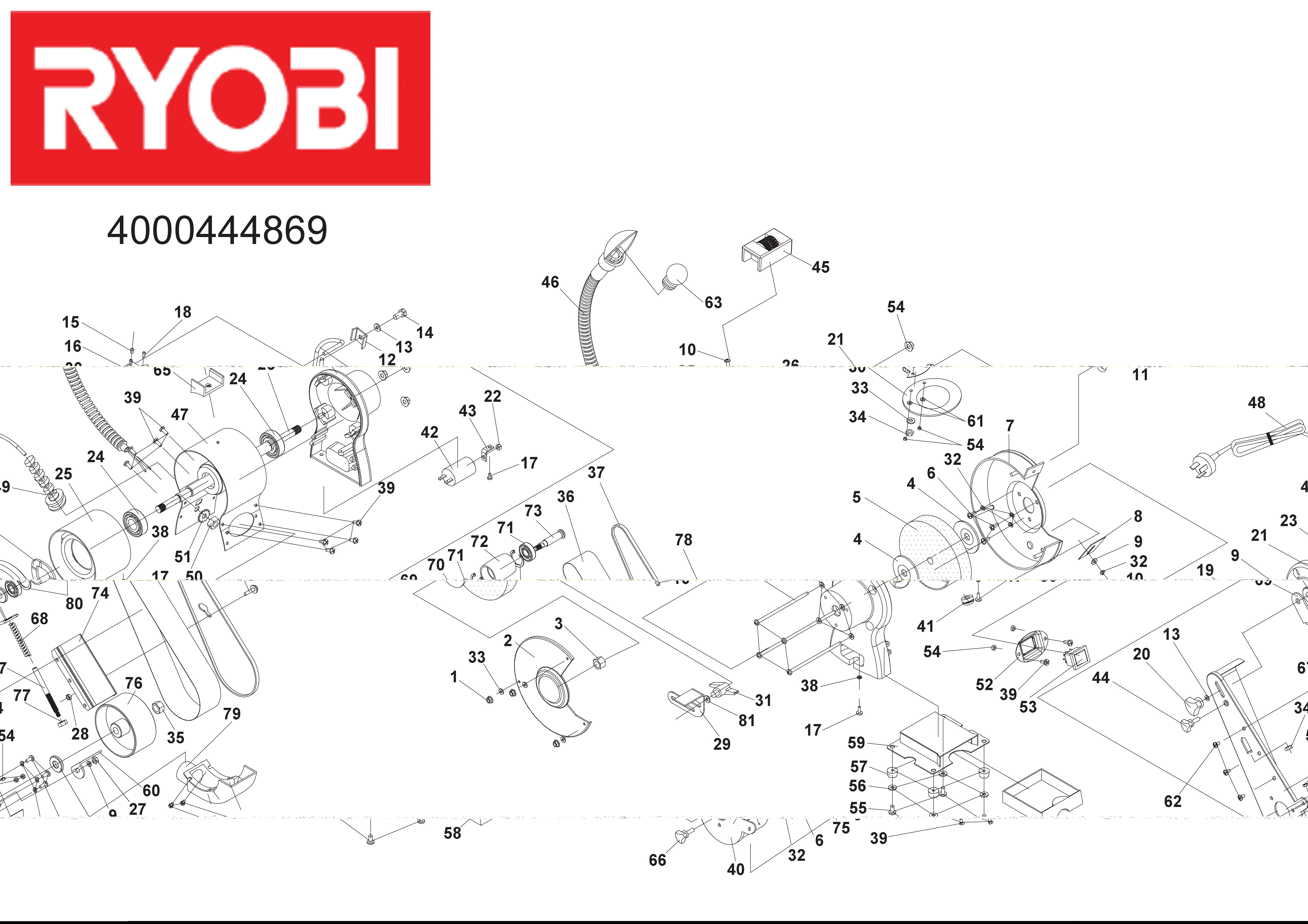 Vue éclatée Ryobi RBGL650G 4000444869#01