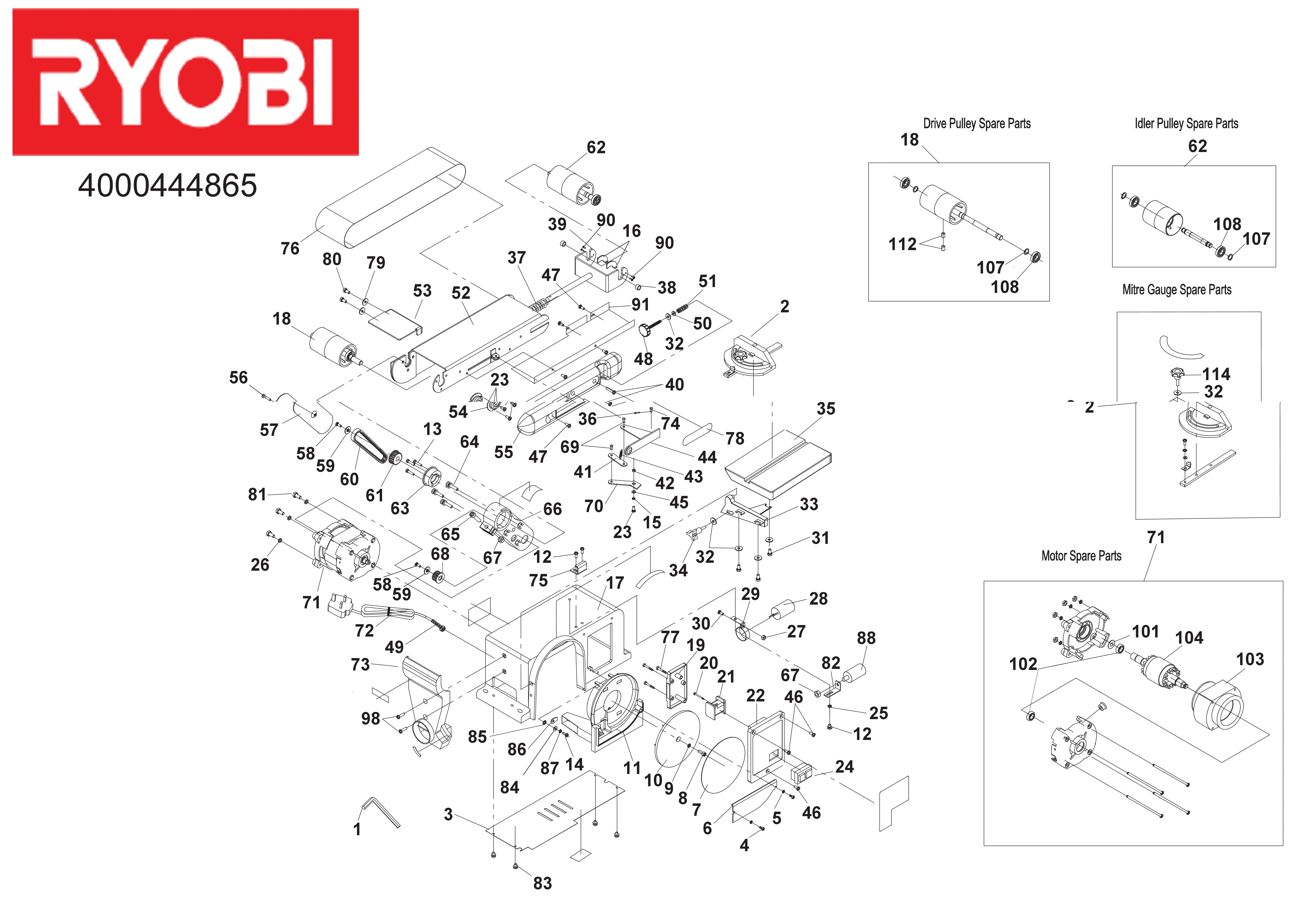 Vue éclatée Ryobi RBDS4601G 4000444865#01