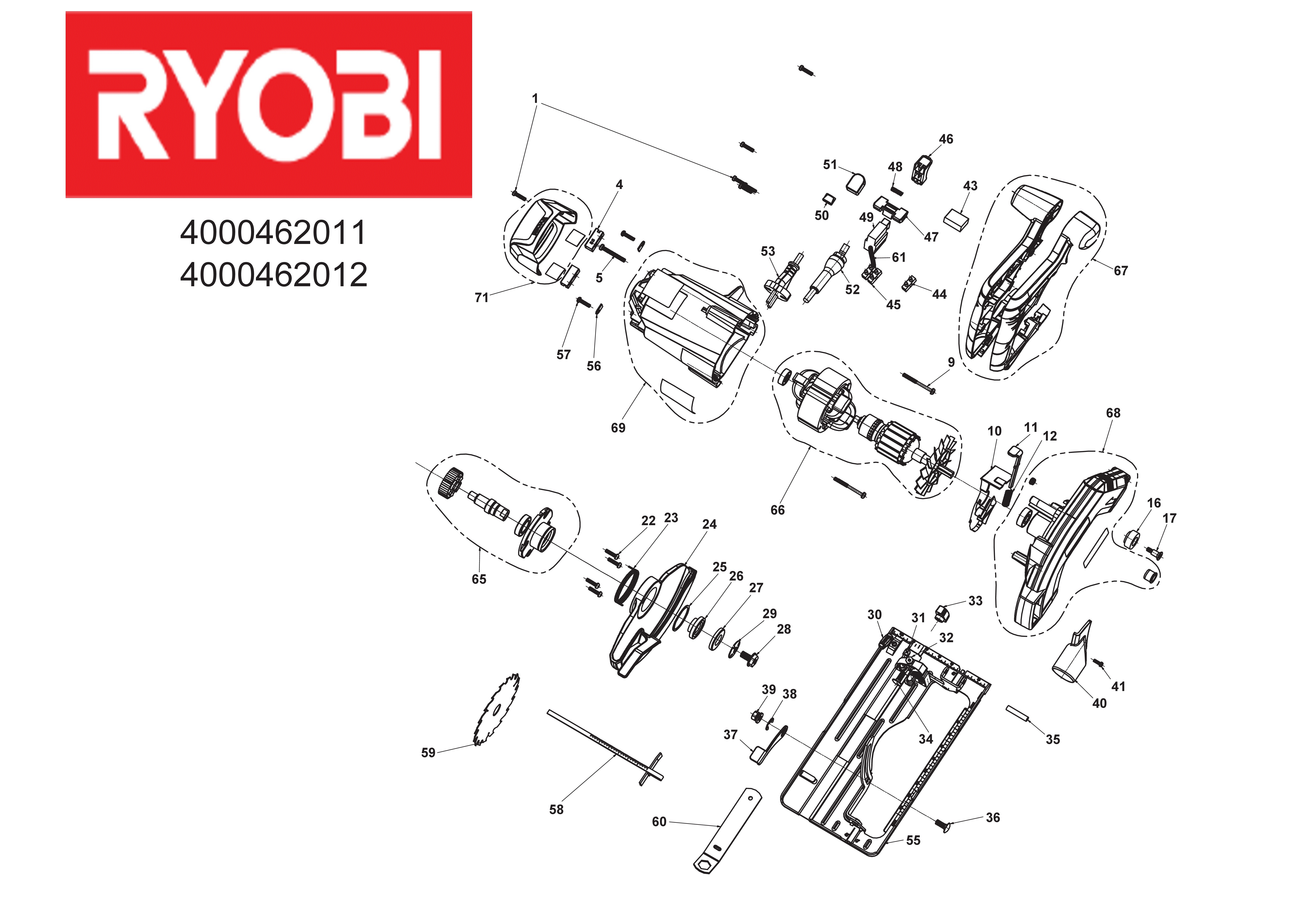 Vue éclatée Ryobi RCS1400-G 4000462012#01