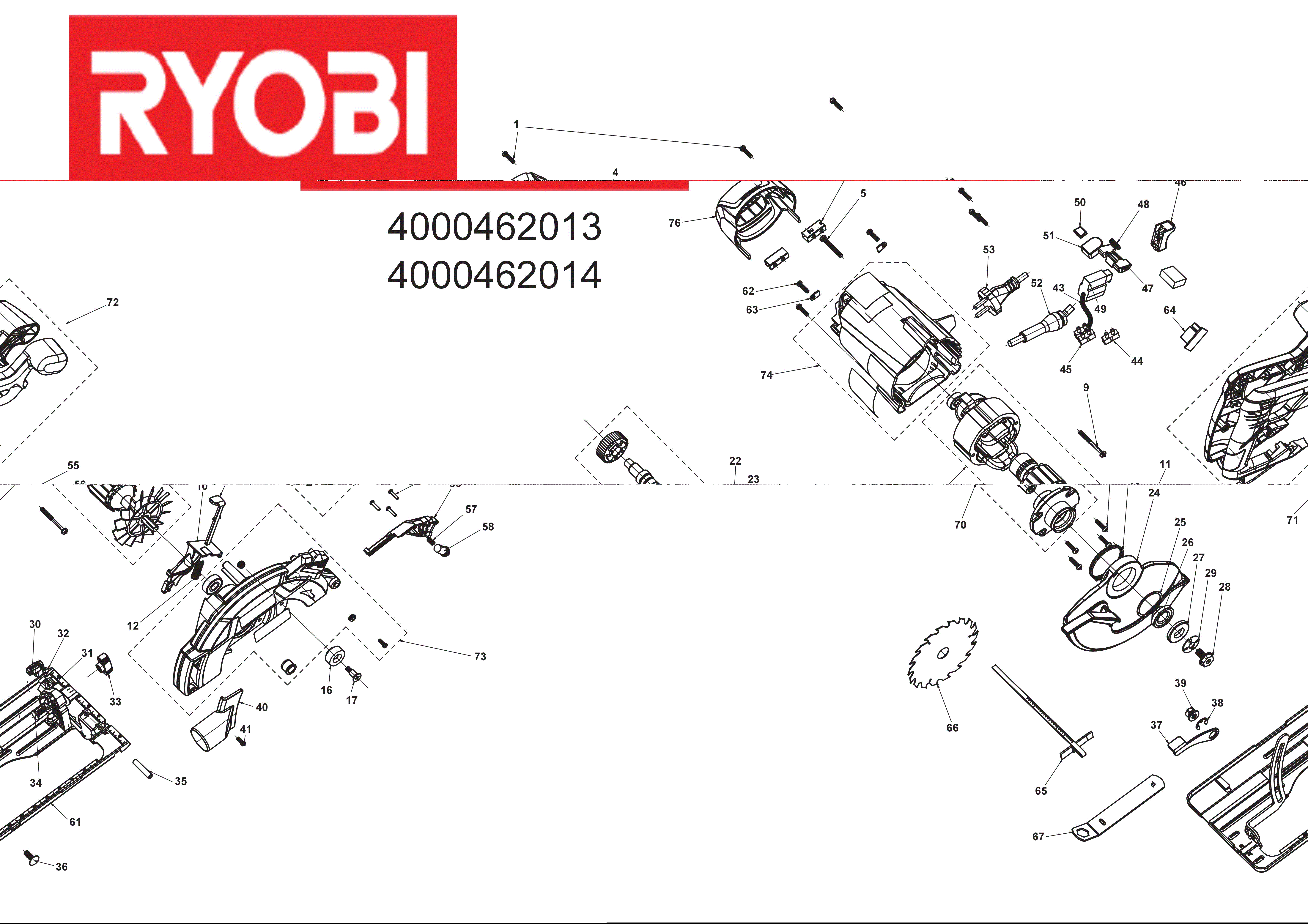 Vue éclatée Ryobi RCS1600-K 4000462014#01