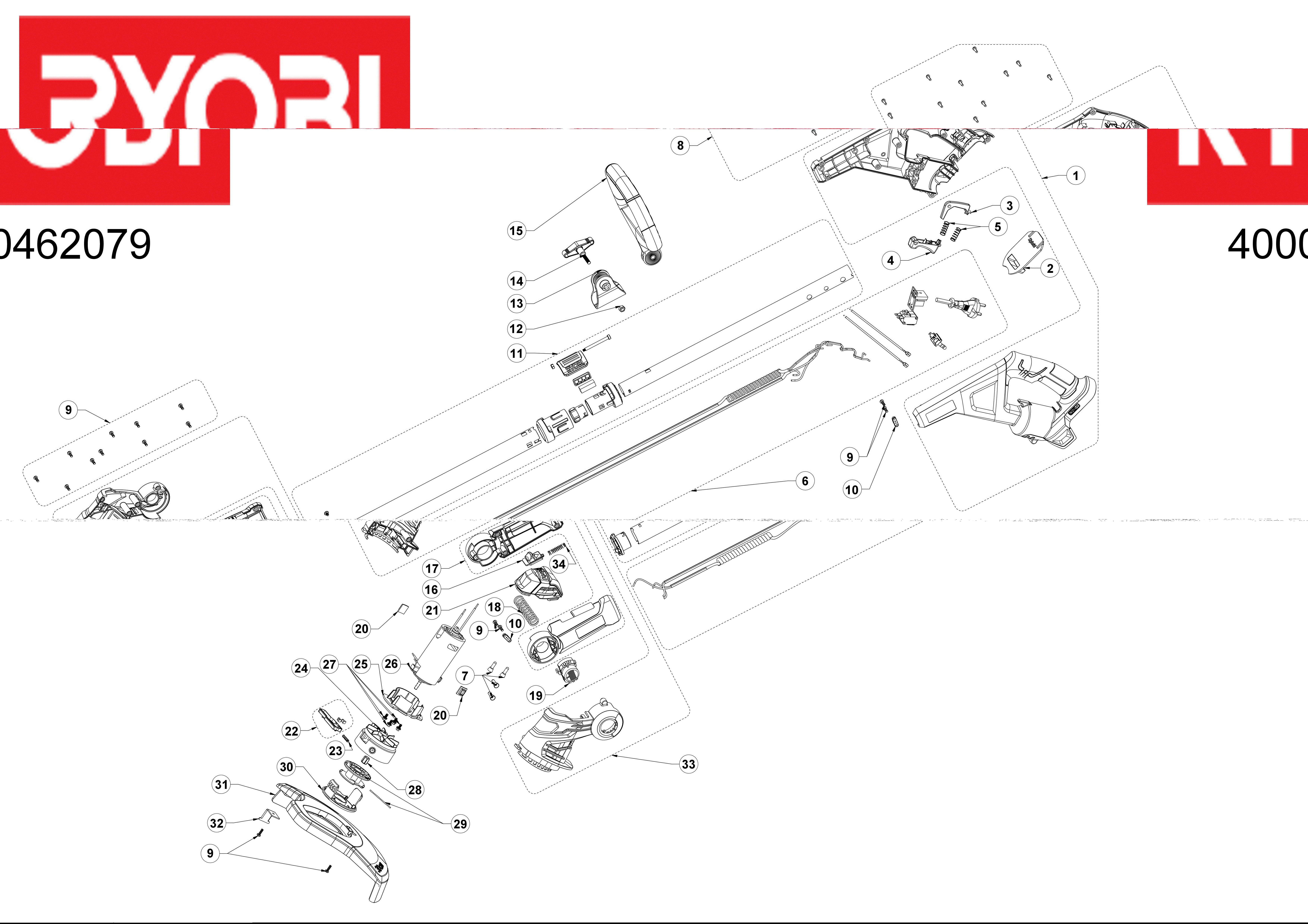 Vue éclatée Ryobi OLT1831H 4000462079#01