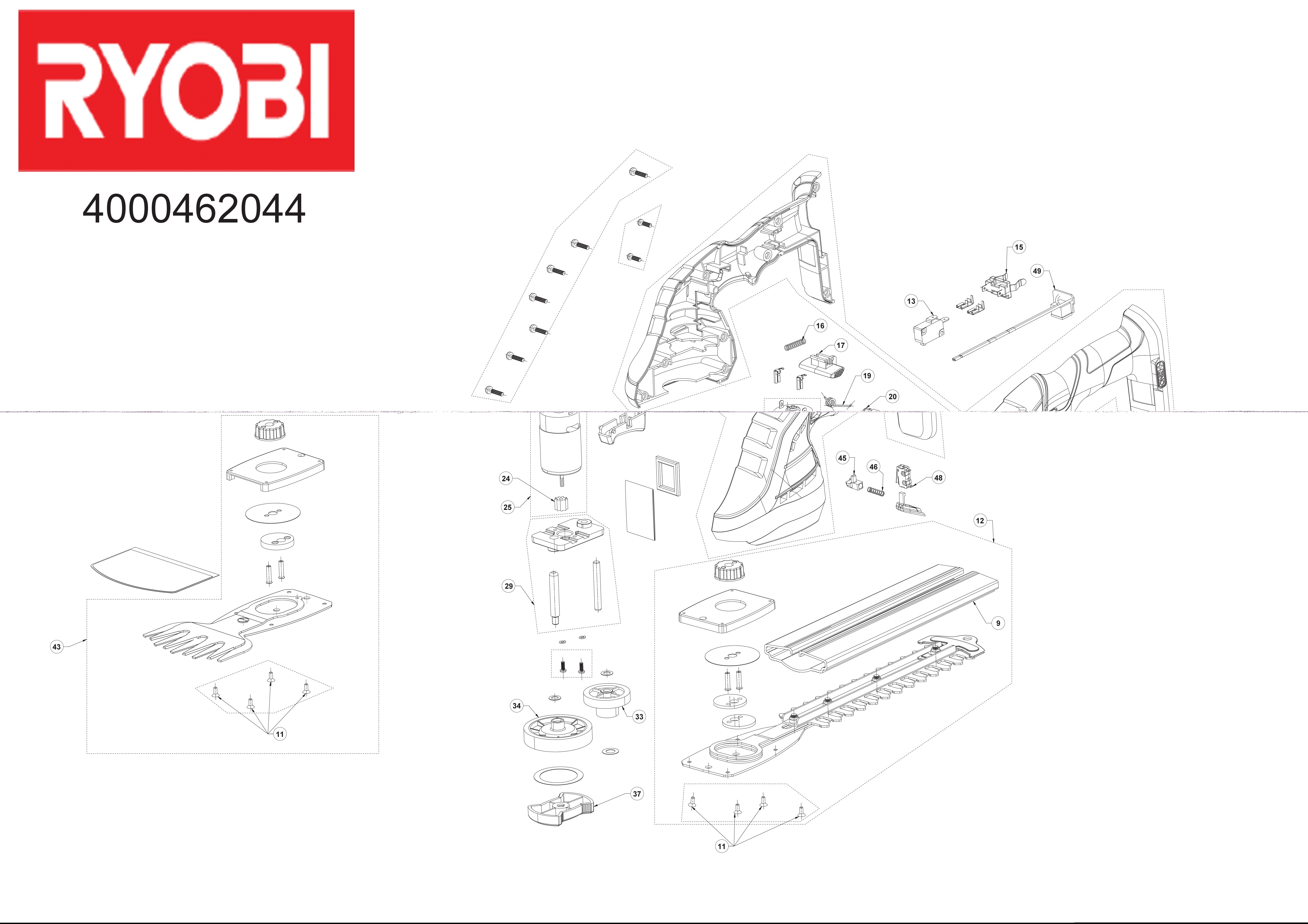 Vue éclatée Ryobi OGS1822 4000462044#01
