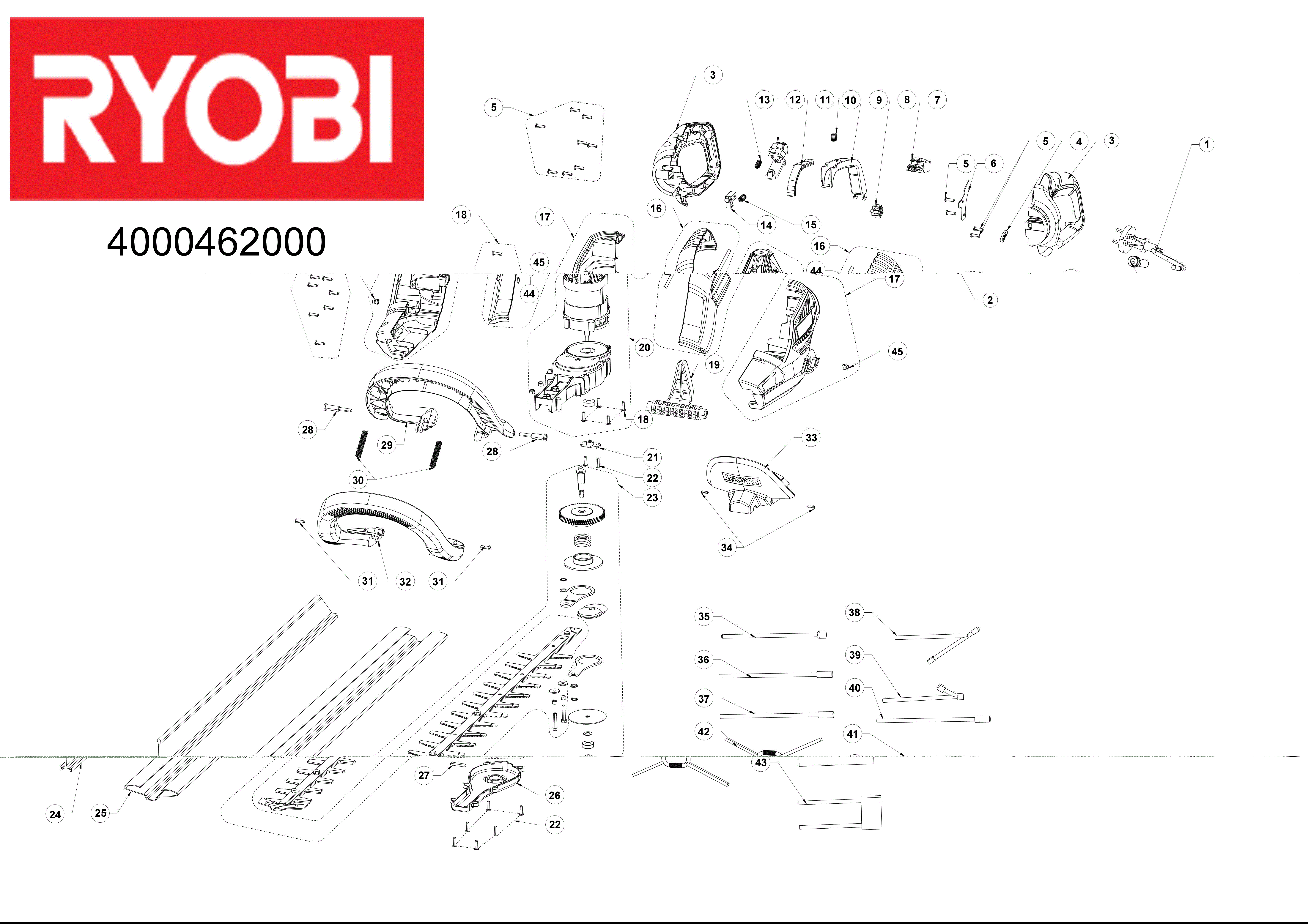 Vue éclatée Ryobi RHT8065RL 4000462000#01