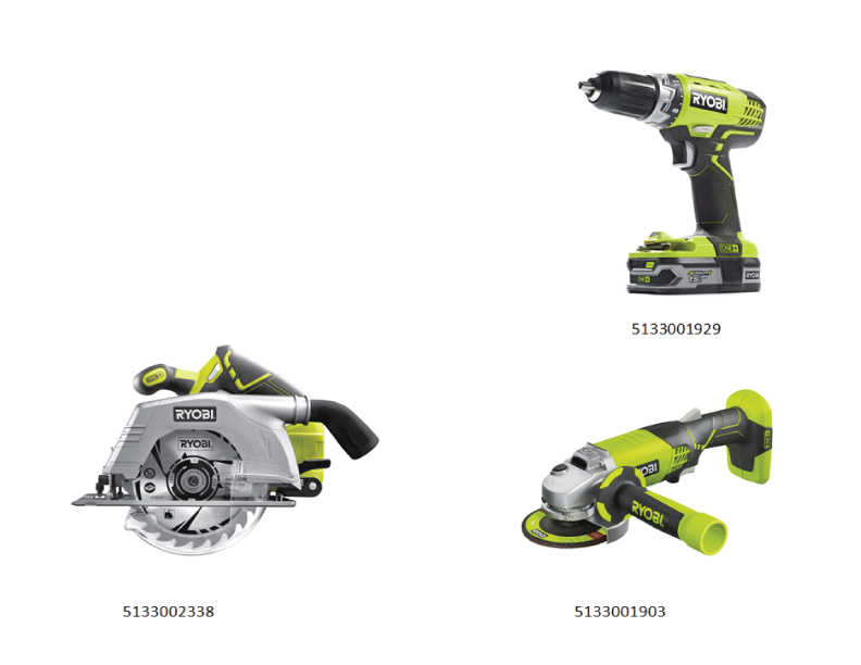 Vue éclatée Ryobi R18DDCSAG-LL30S_3_PC_COMBO_KIT 5133002851#1#01