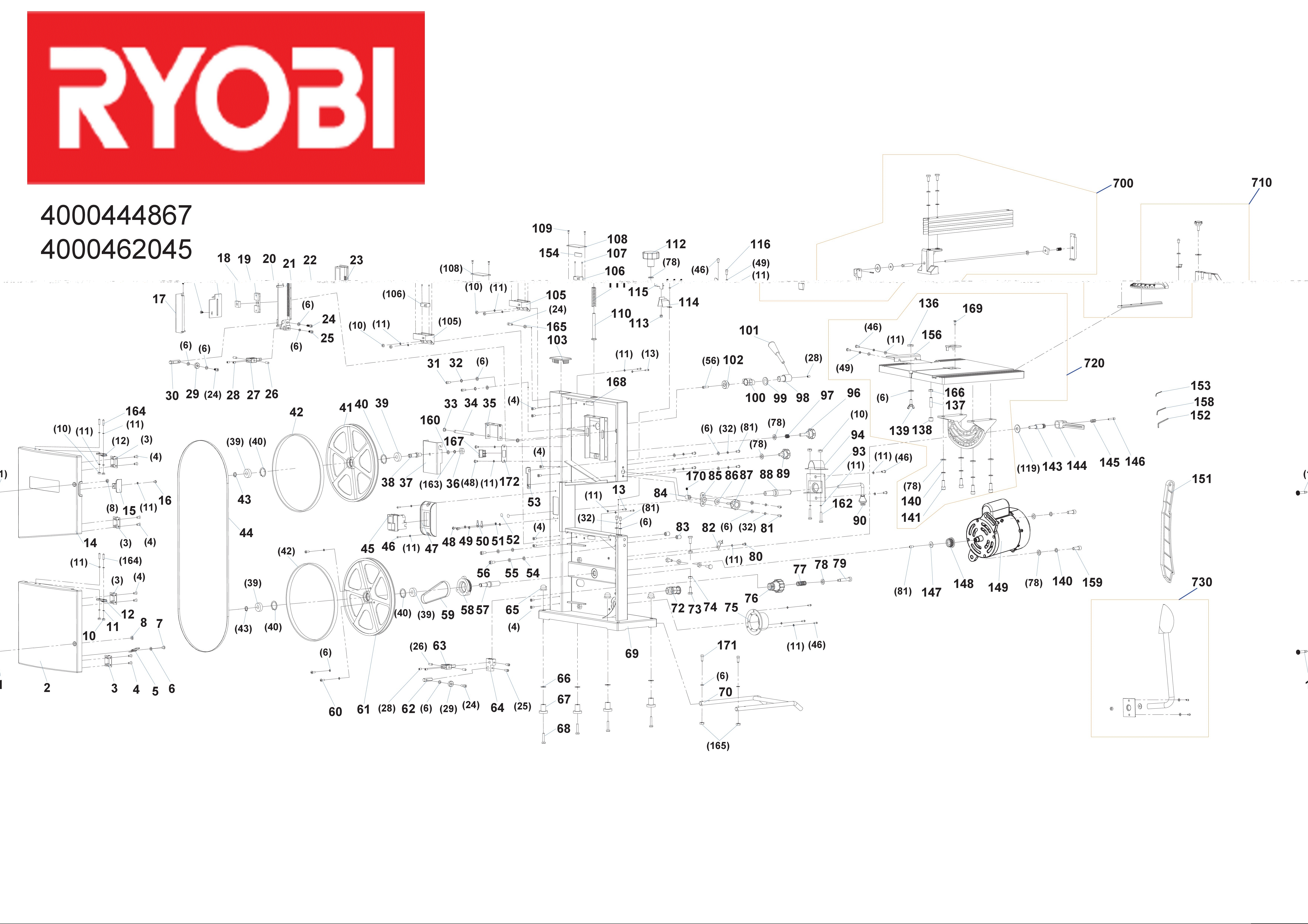 Vue éclatée Ryobi RBS904 4000462045#01