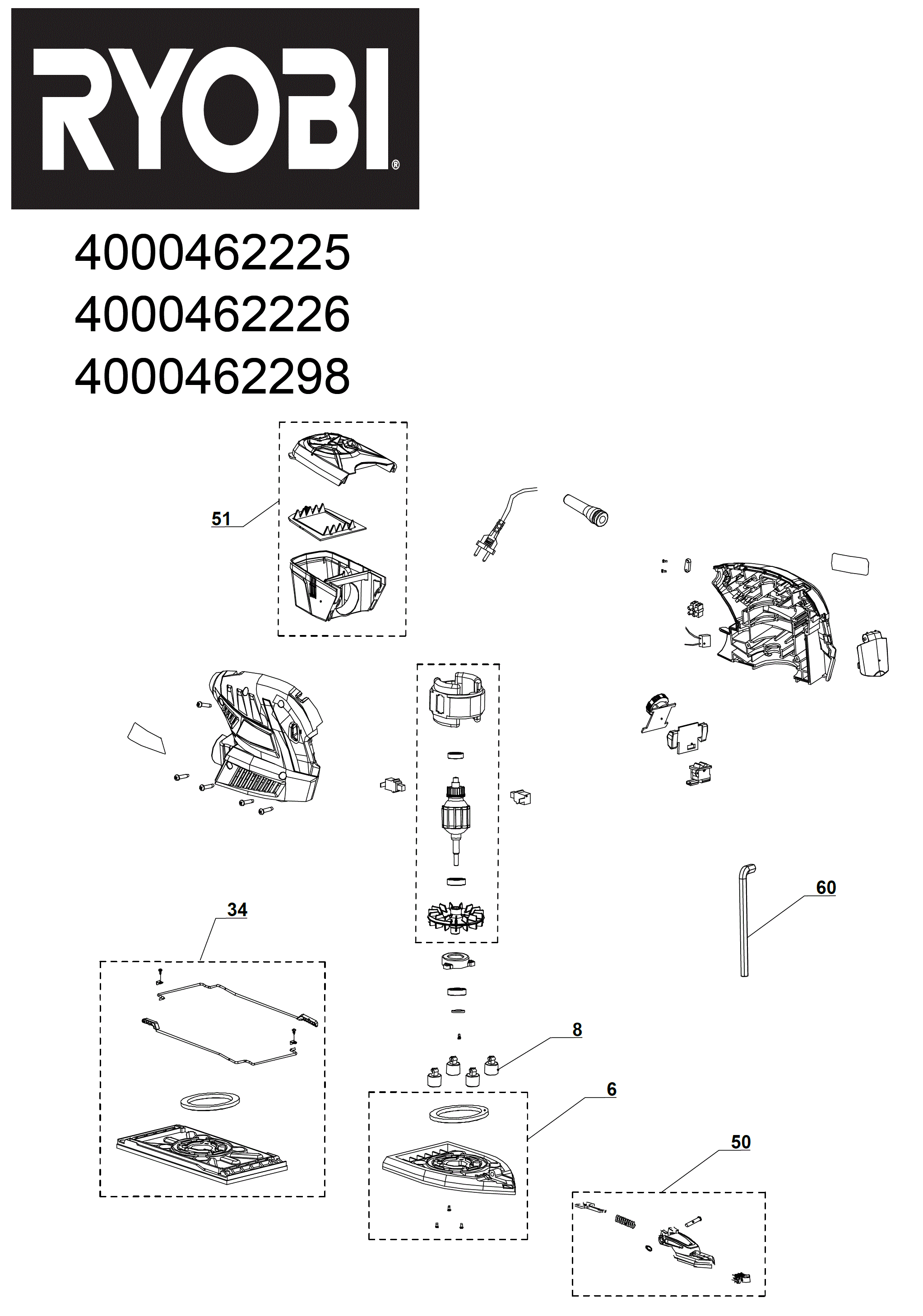 Vue éclatée Ryobi RMS170-G 4000462225#01