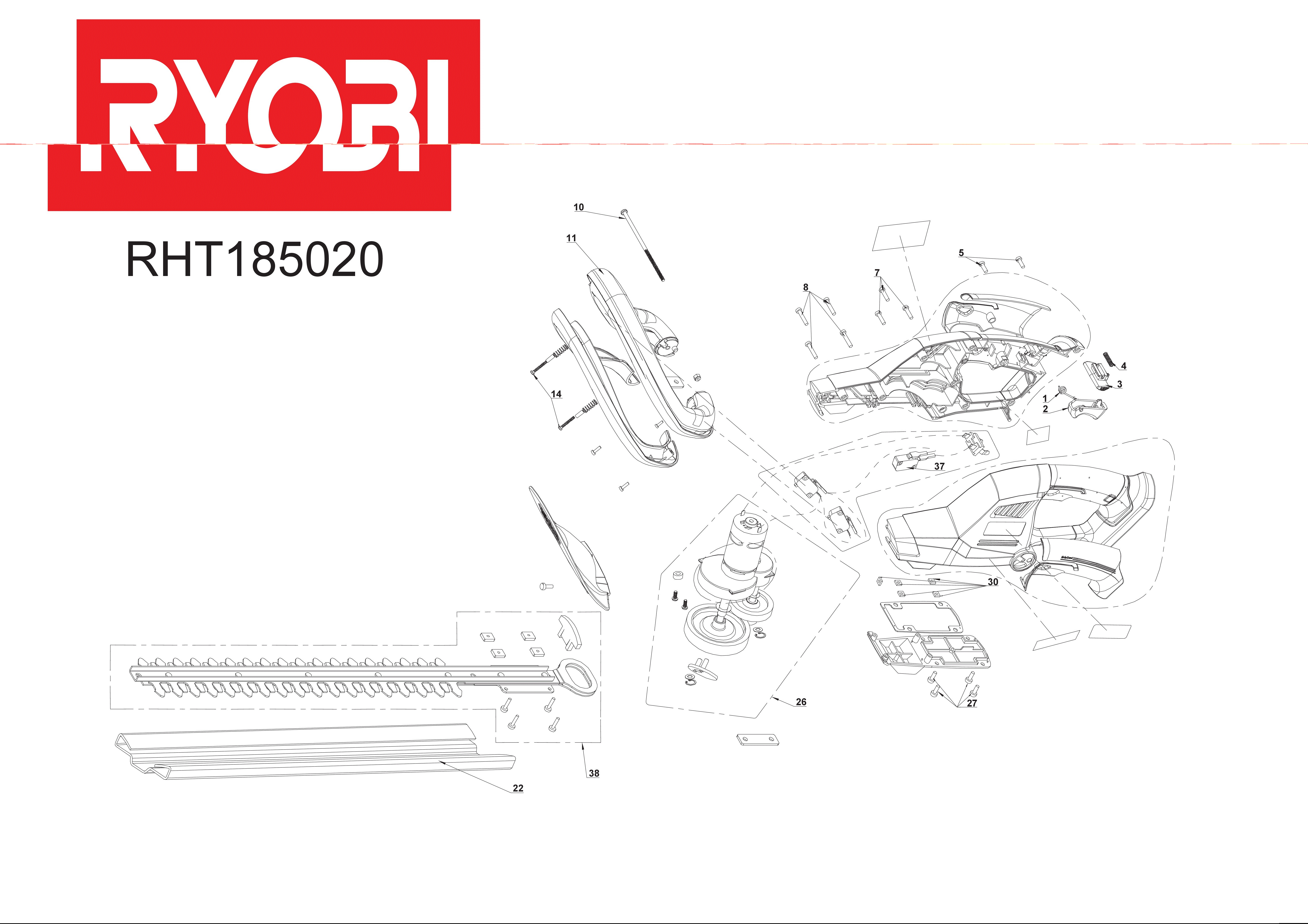 Vue éclatée Ryobi RHT185020 RHT185020#01