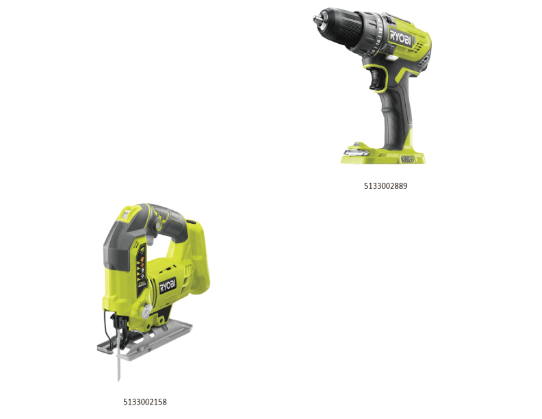 Vue éclatée Ryobi R18DDJS-220S_COMBO_KIT 5133003575#1#01