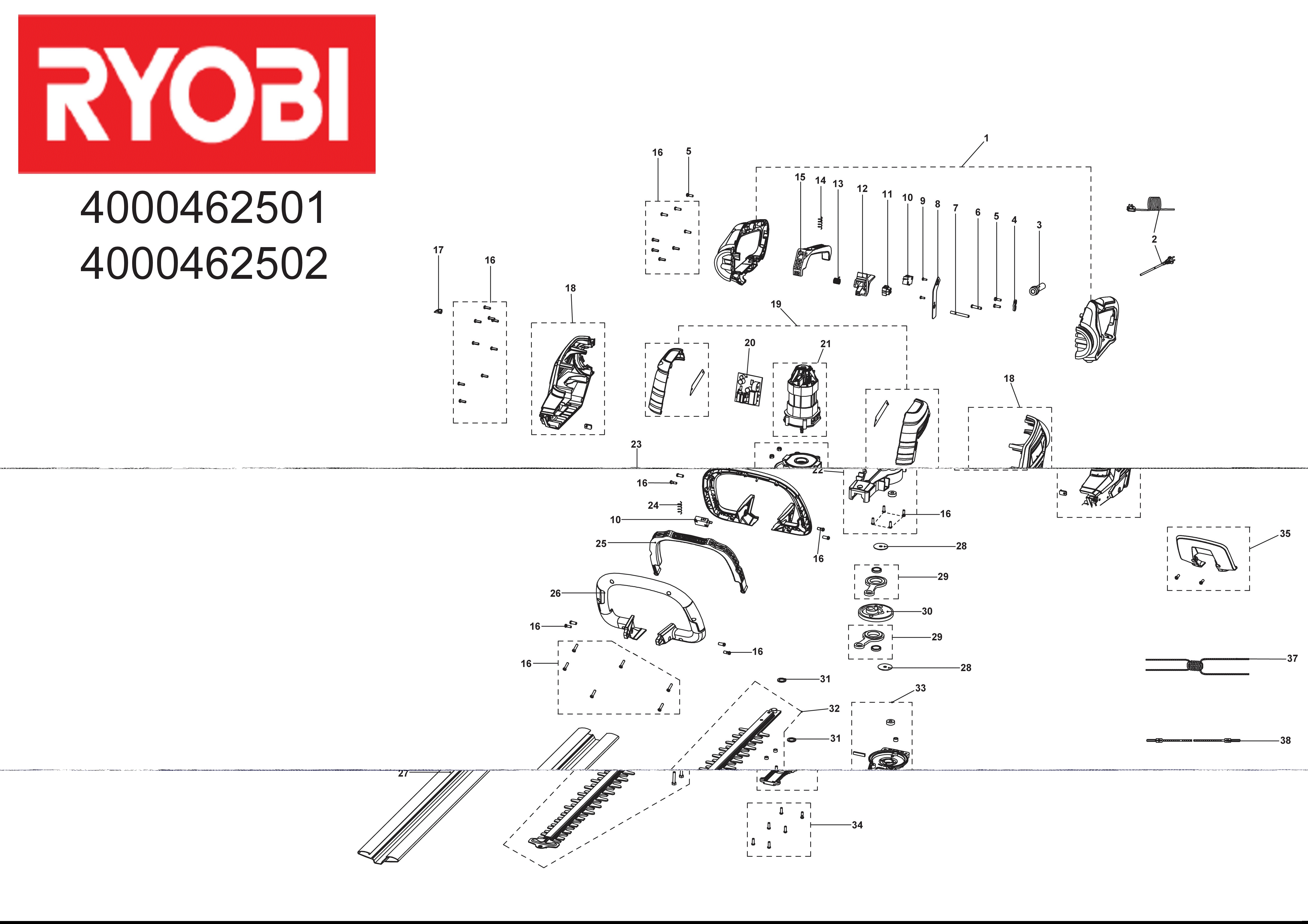 Vue éclatée Ryobi RHT5655RS 4000462502#01