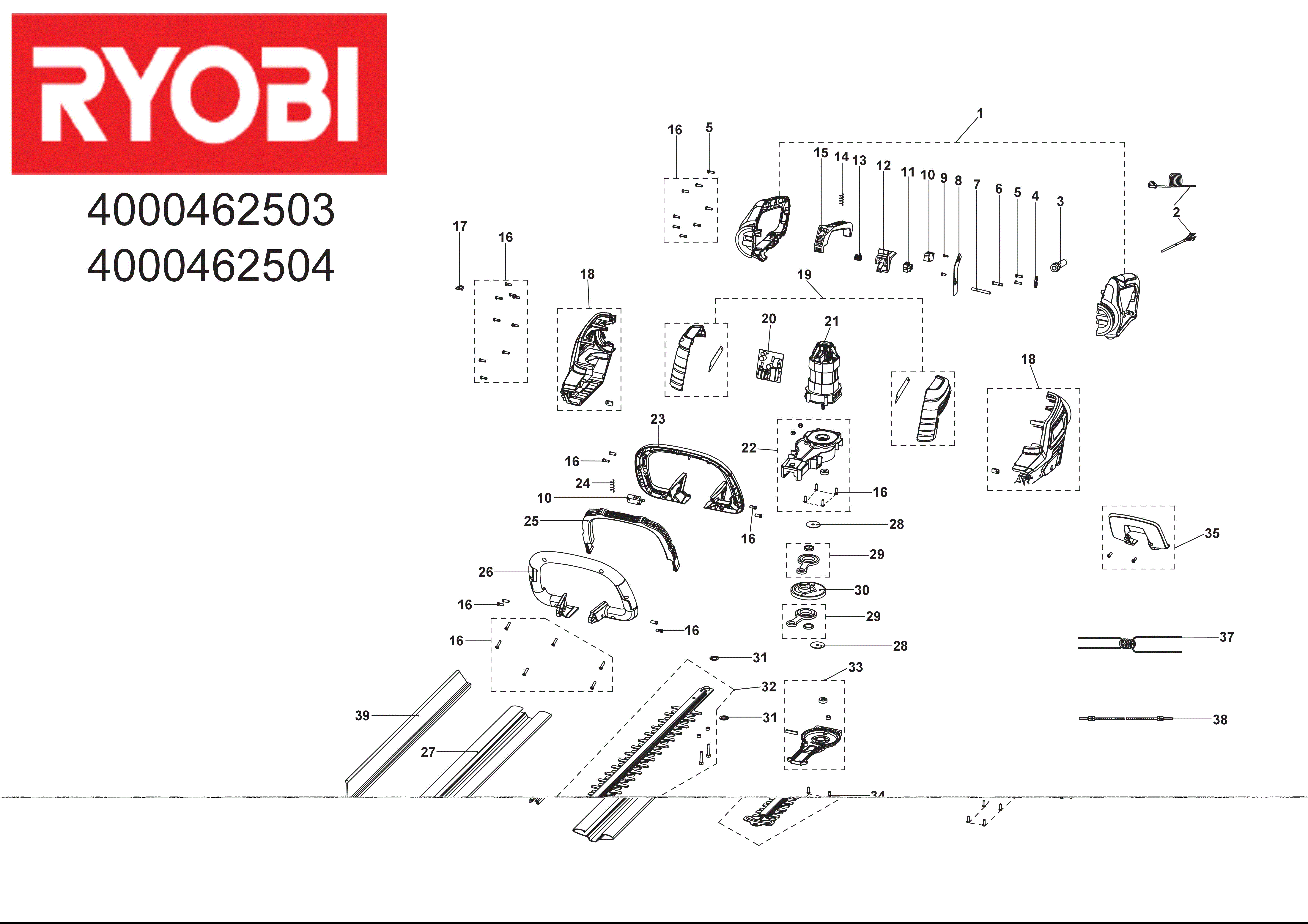 Vue éclatée Ryobi RHT6160RS 4000462503#01