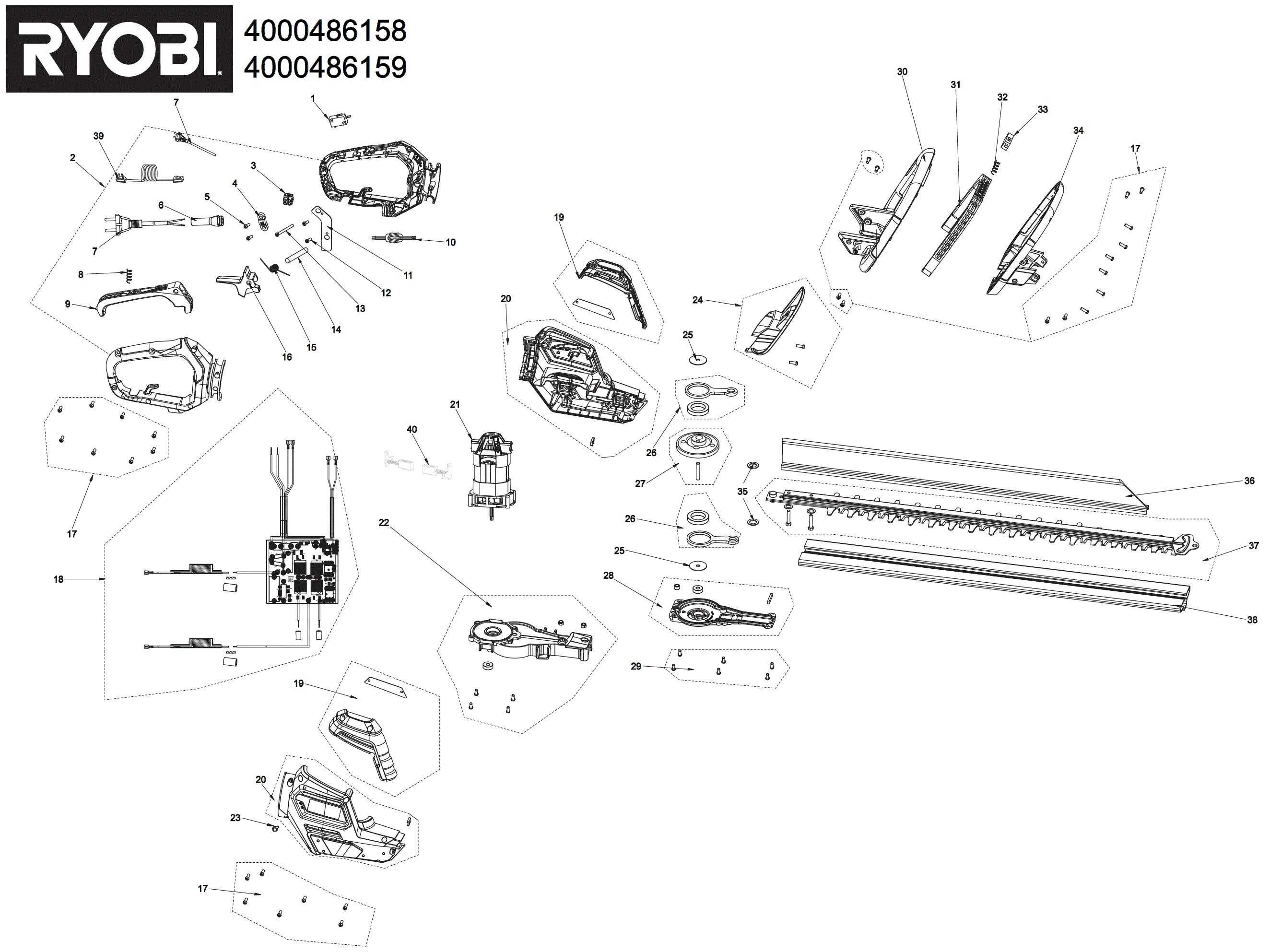 Vue éclatée Ryobi RHT6160RS 4000486159#01