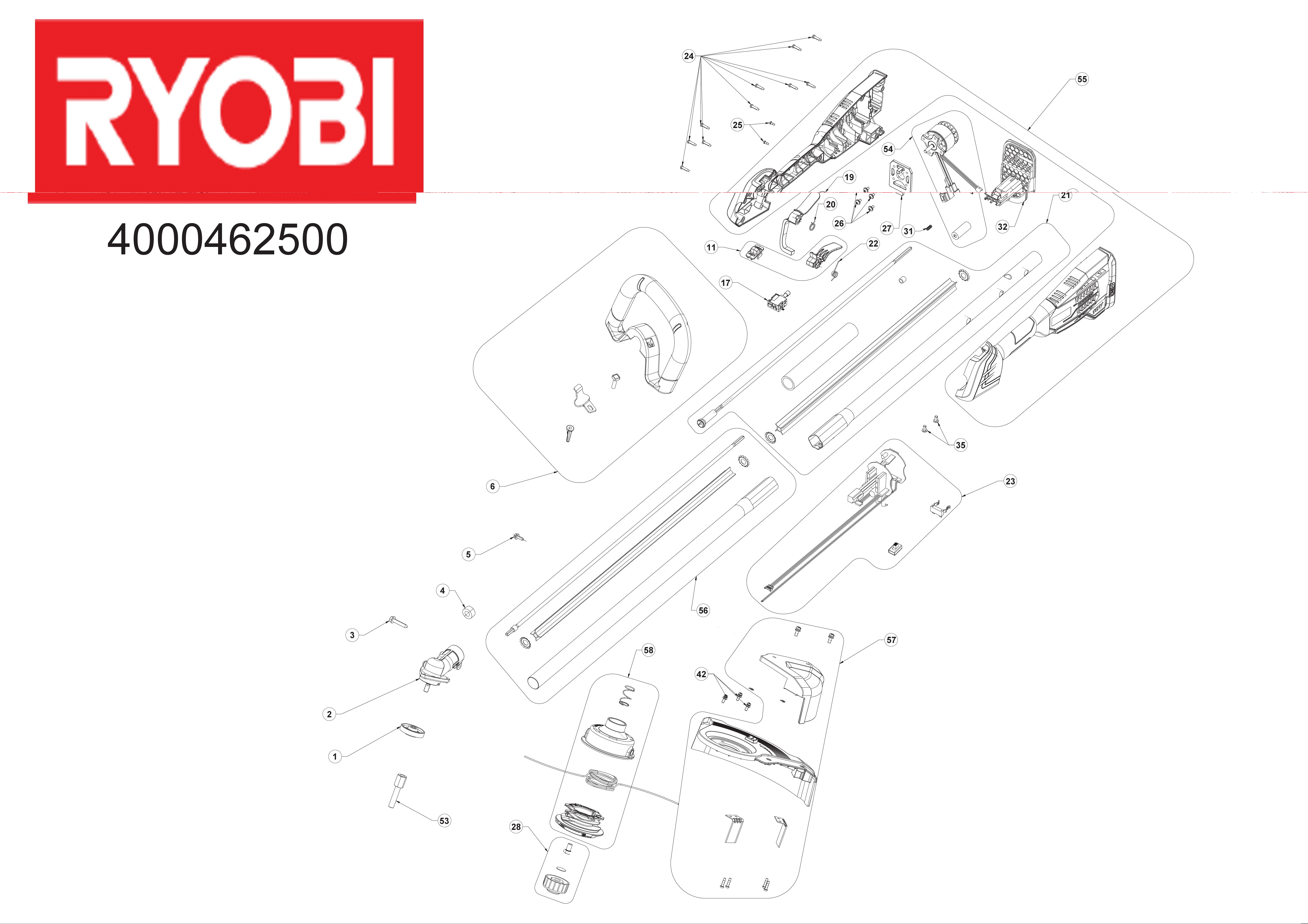 Vue éclatée Ryobi OLT1833 4000462500#01