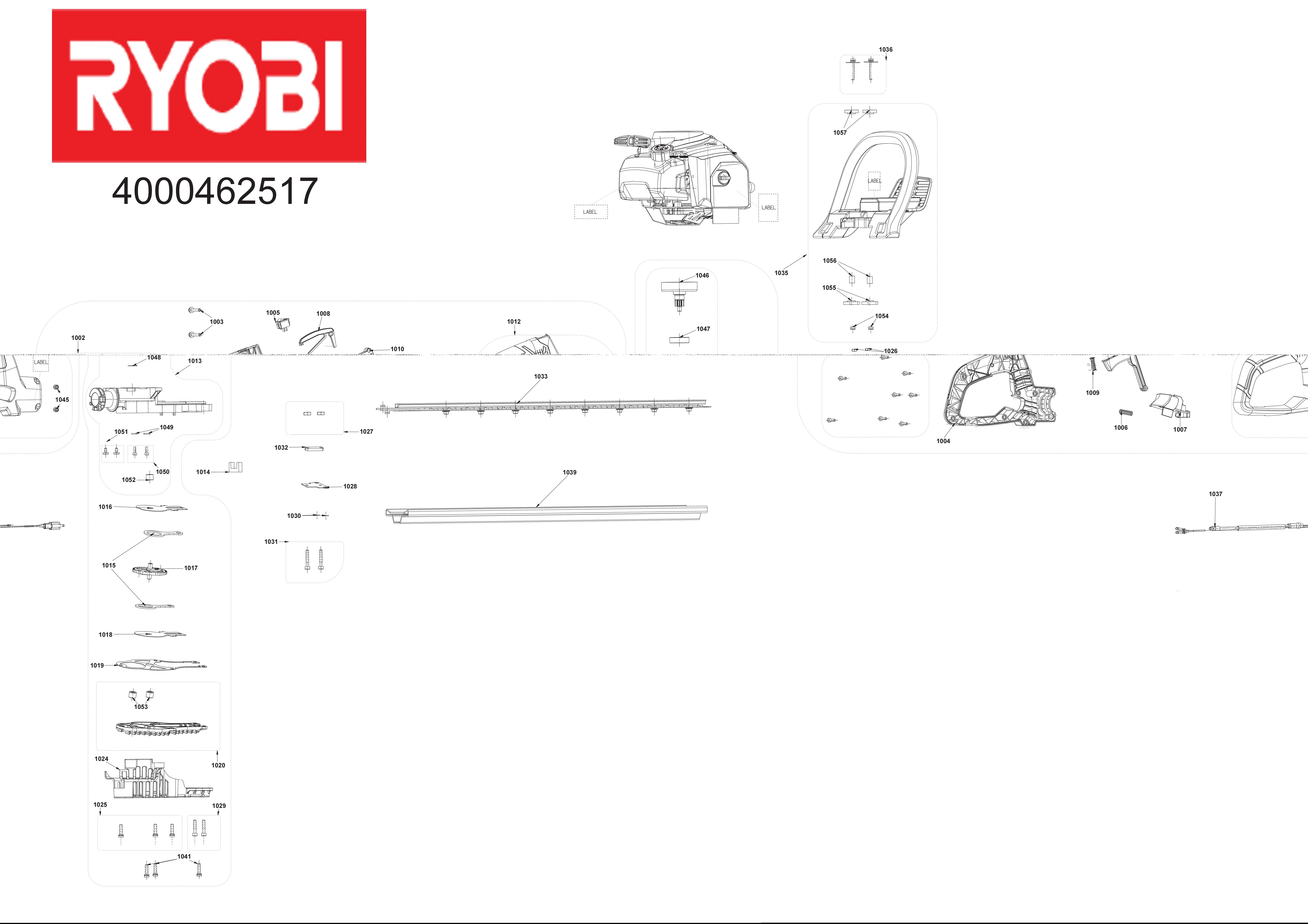Vue éclatée Ryobi RHT25X55R 4000462517#01