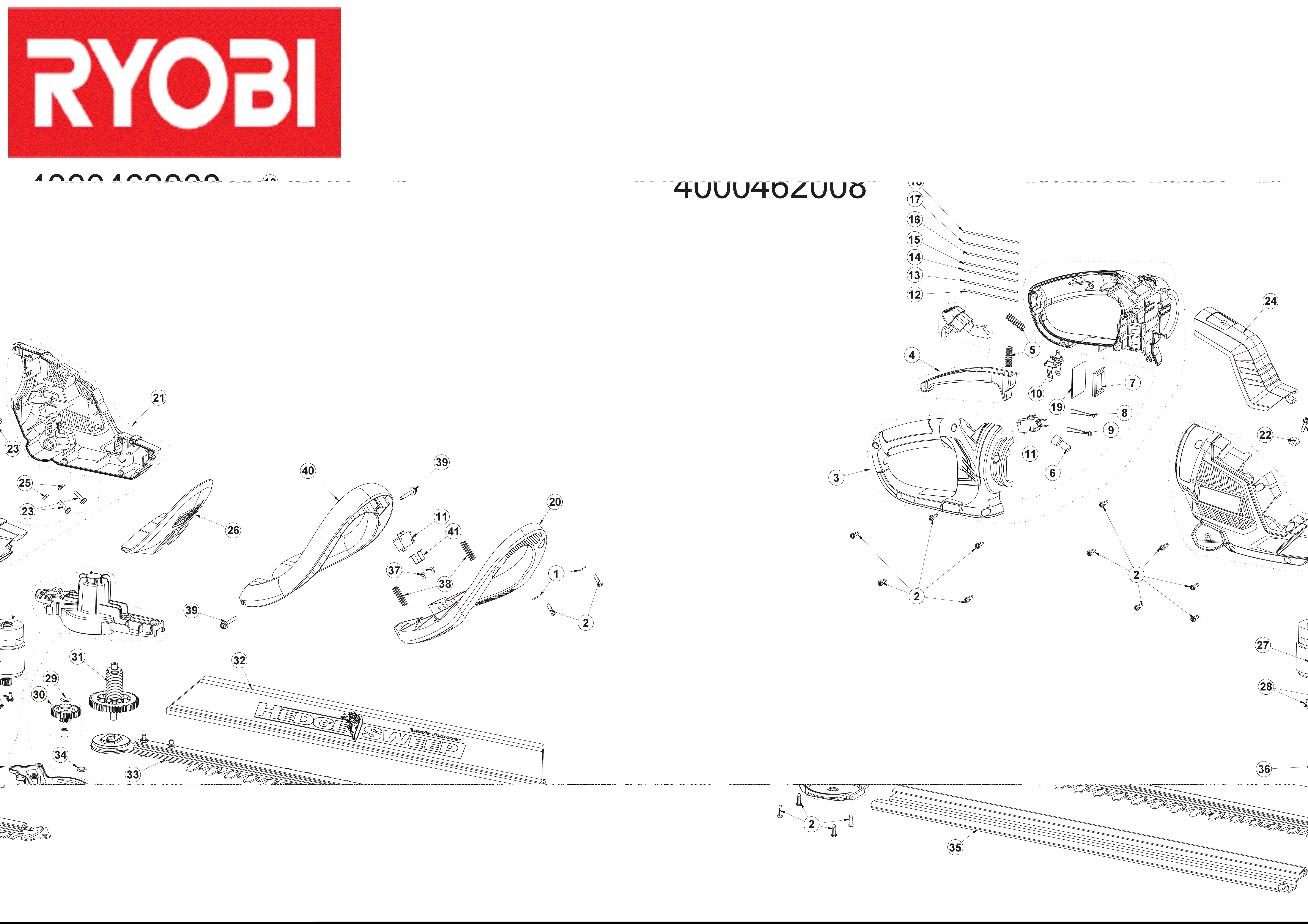 Vue éclatée Ryobi RHT1851R25F 4000462008#01