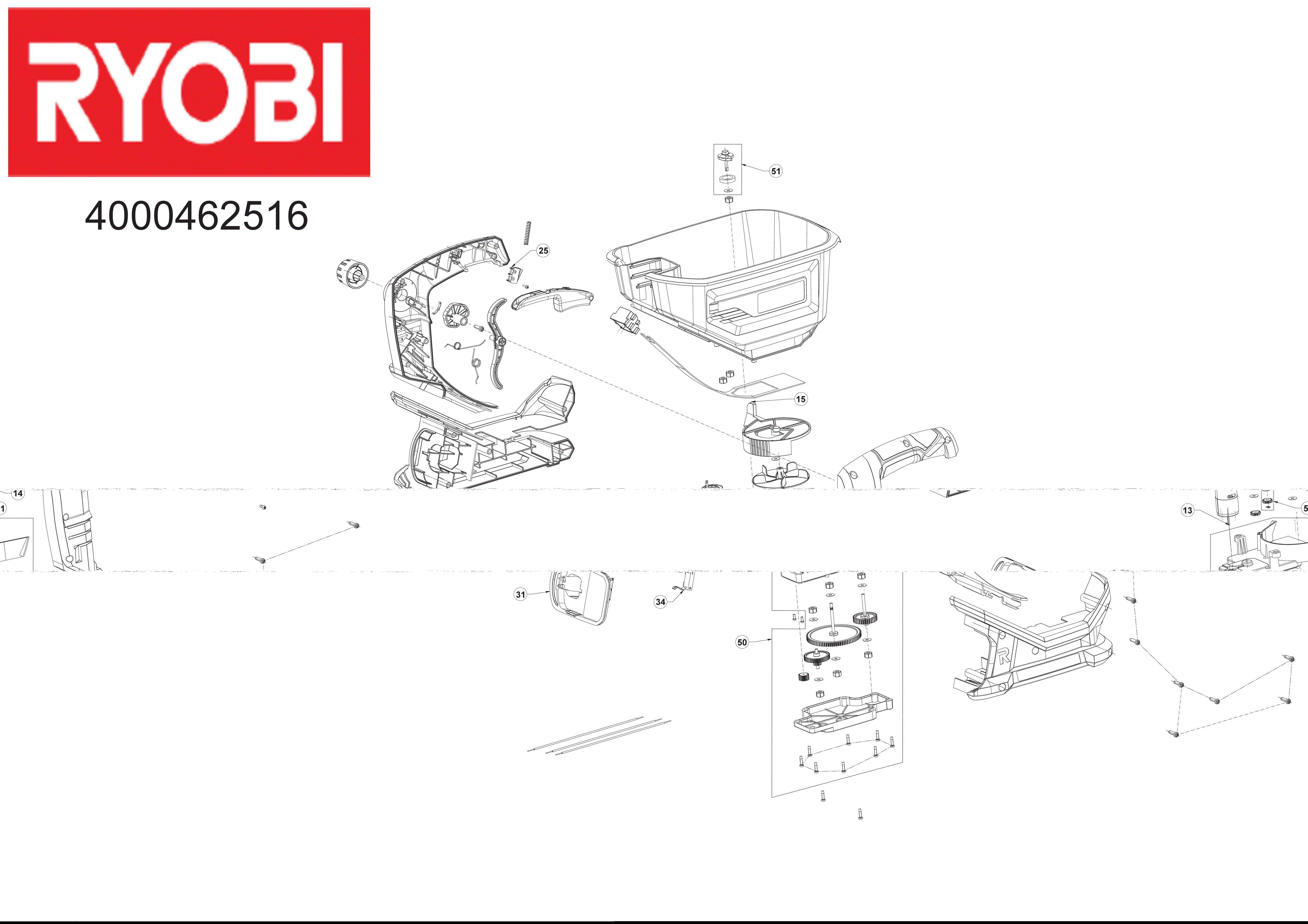 Vue éclatée Ryobi OSS1800 4000462516#01