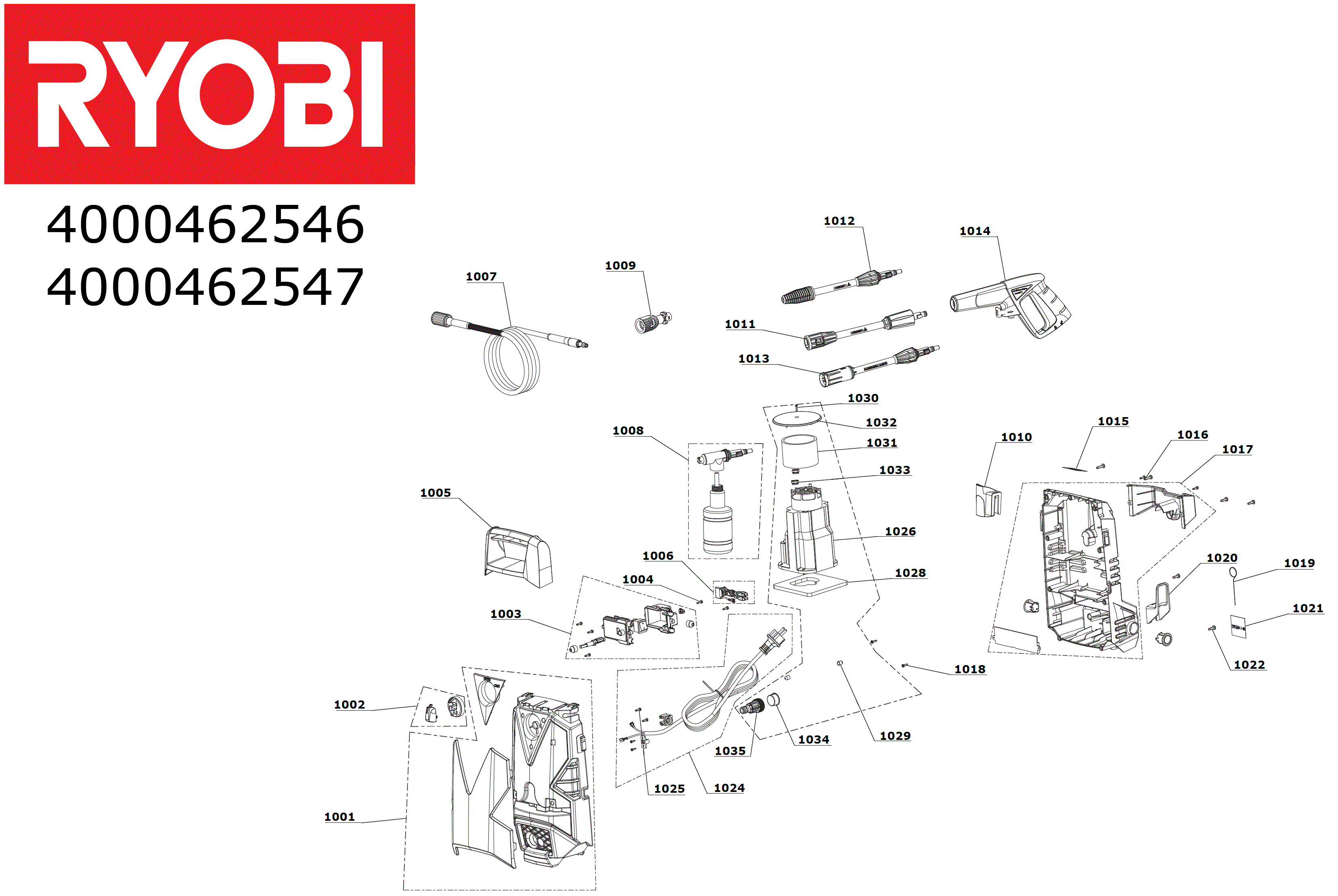 Vue éclatée Ryobi RPW110B 4000462546#01