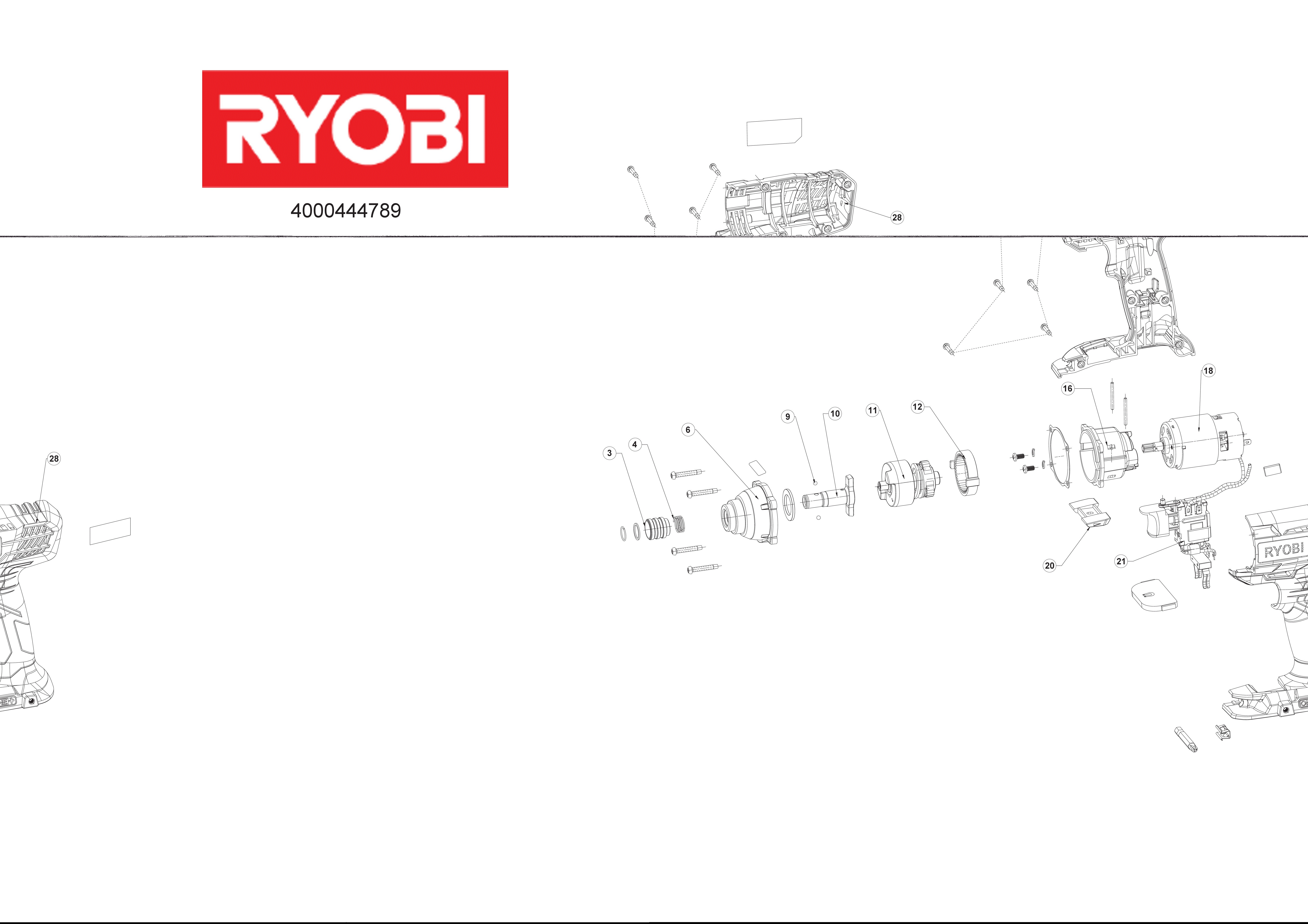 Vue éclatée Ryobi R18IDP-120S 4000444789#01