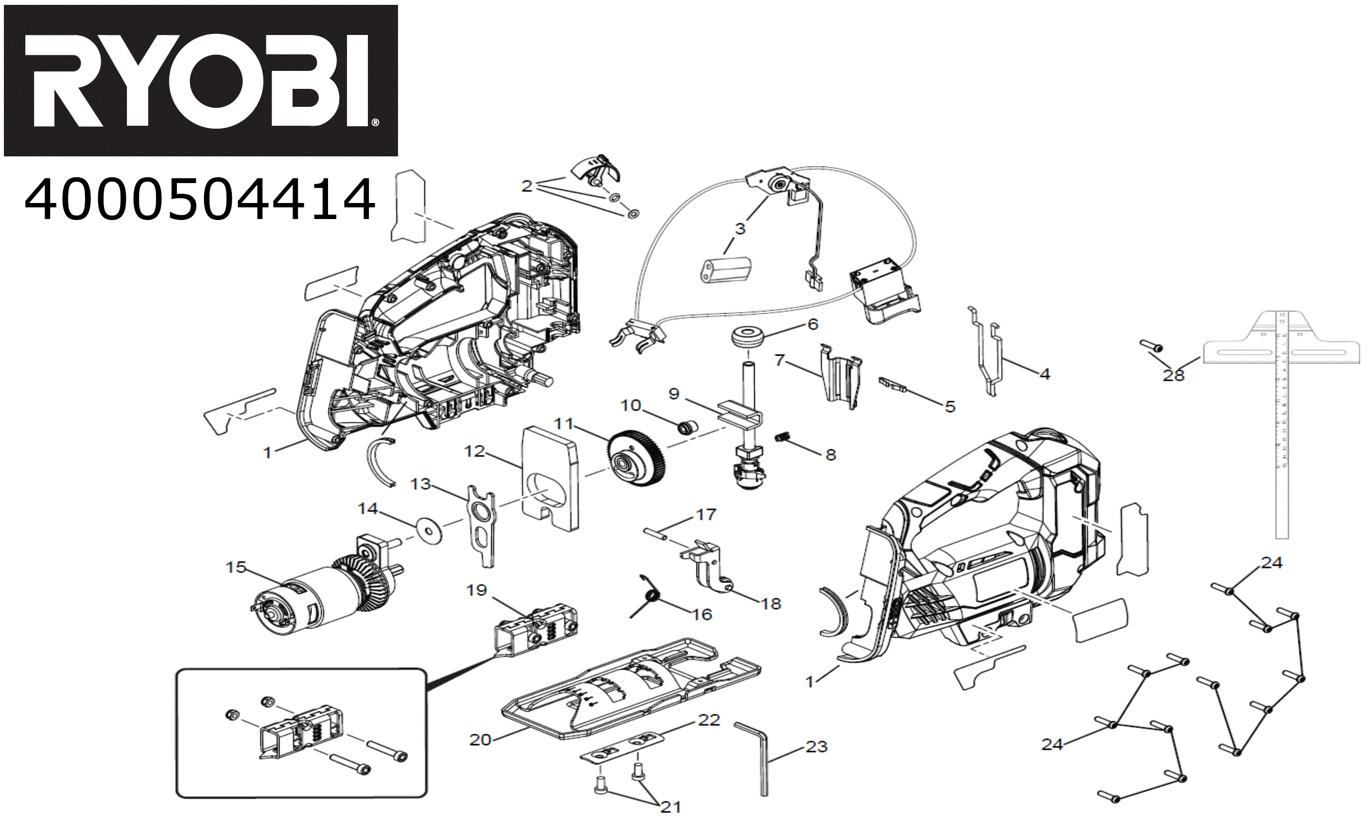 Vue éclatée Ryobi R18JS-120S 4000444177#01