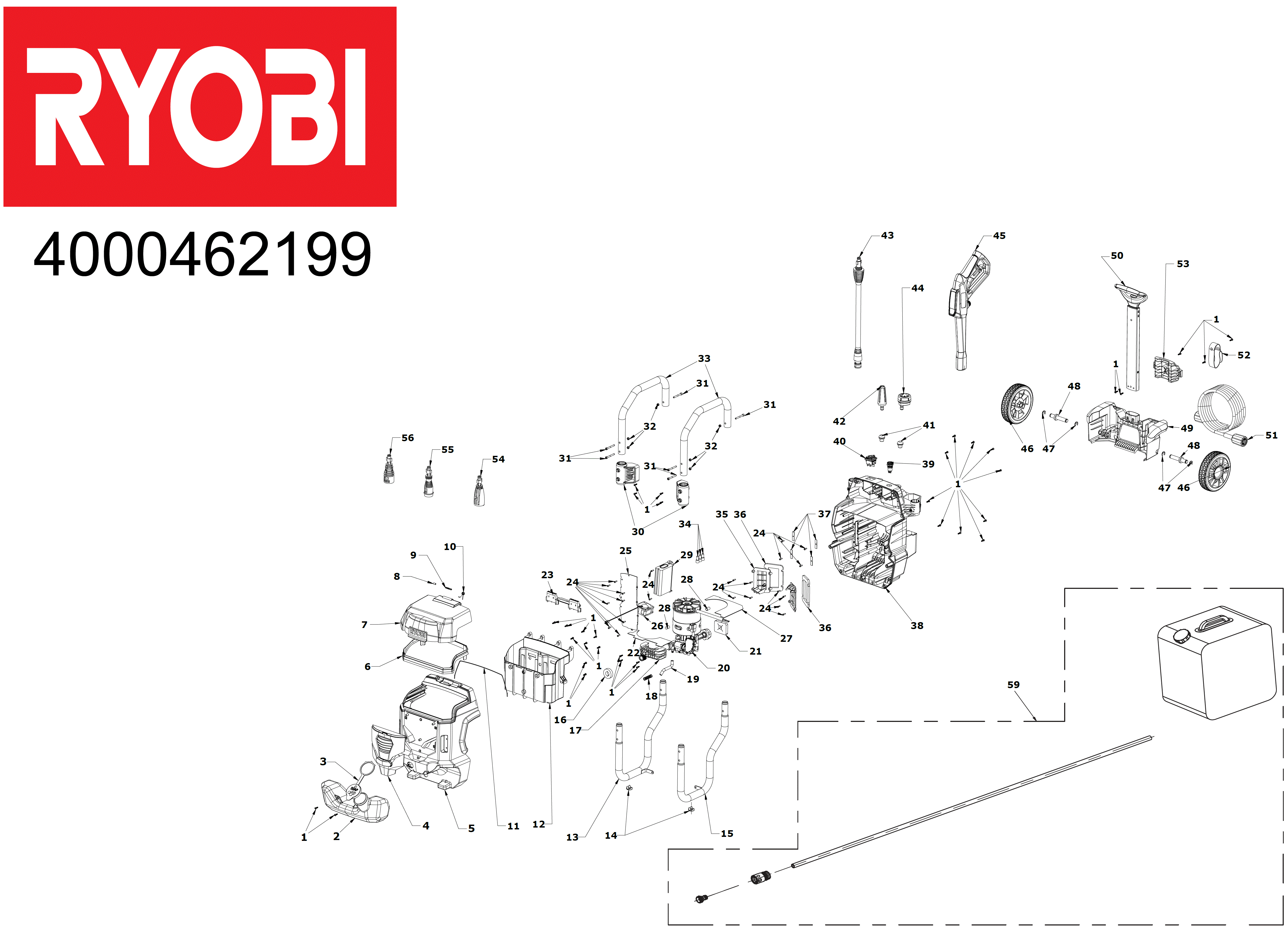 Vue éclatée Ryobi RPW36X120HI40 4000462199#01