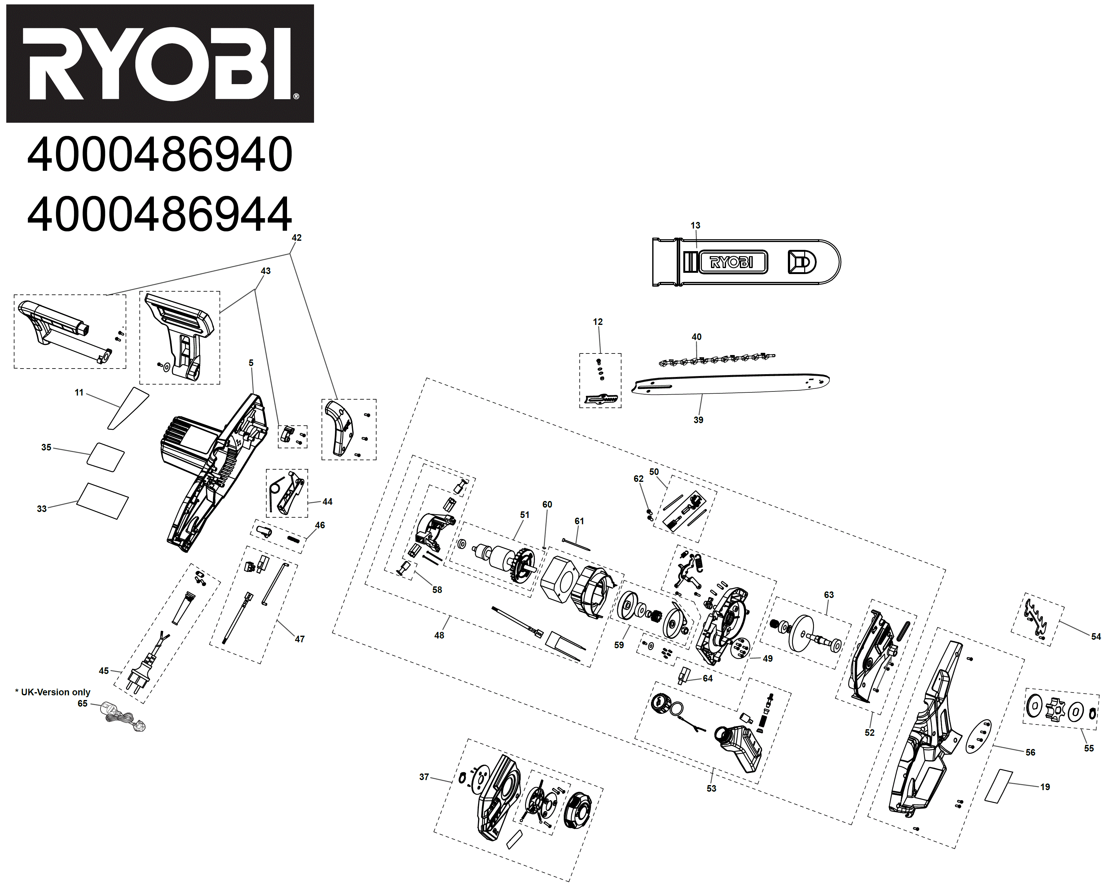 Vue éclatée Ryobi RCS1935B2C 4000462816#01