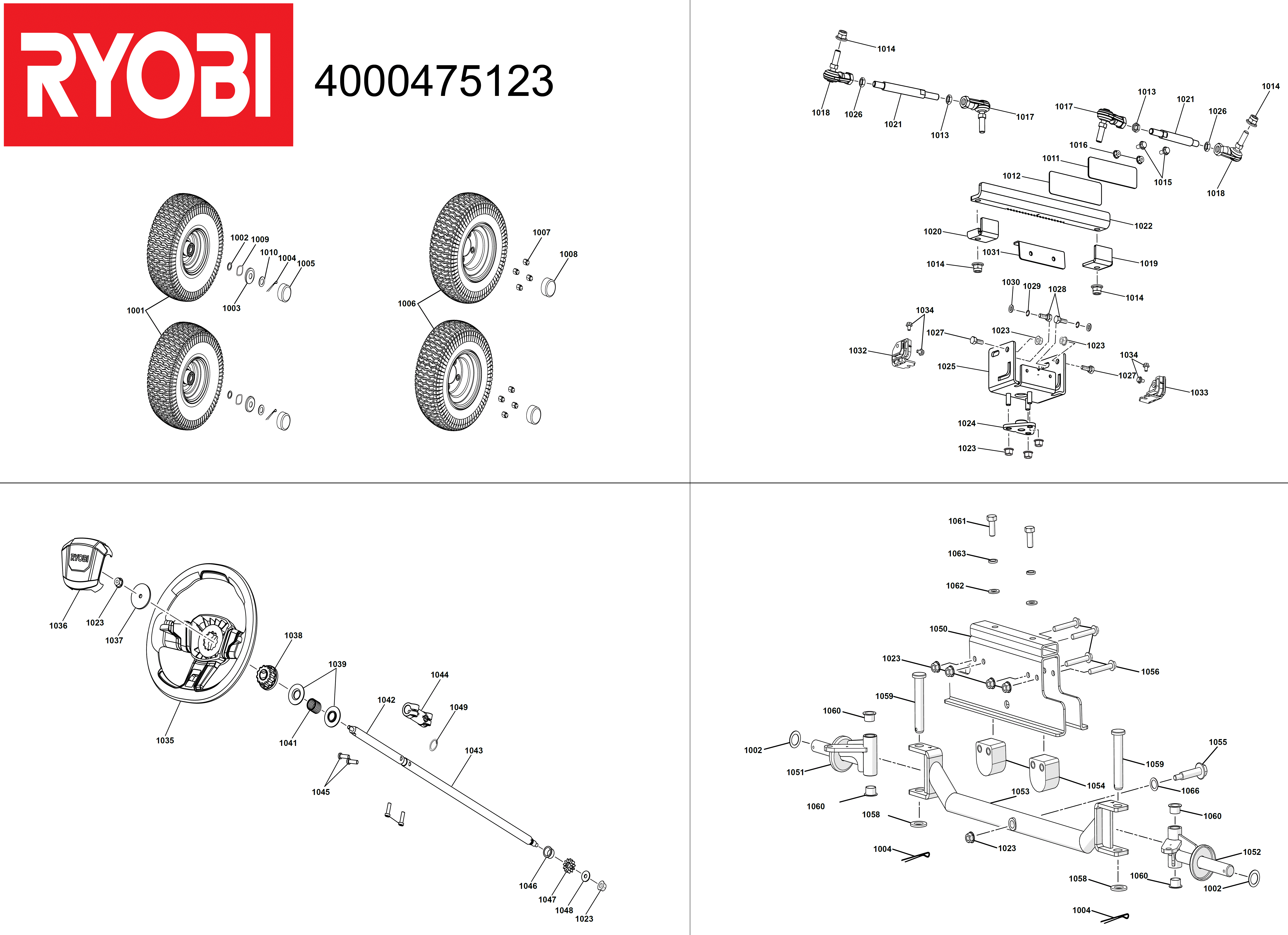 Vue éclatée Ryobi RM480E 4000475123#01