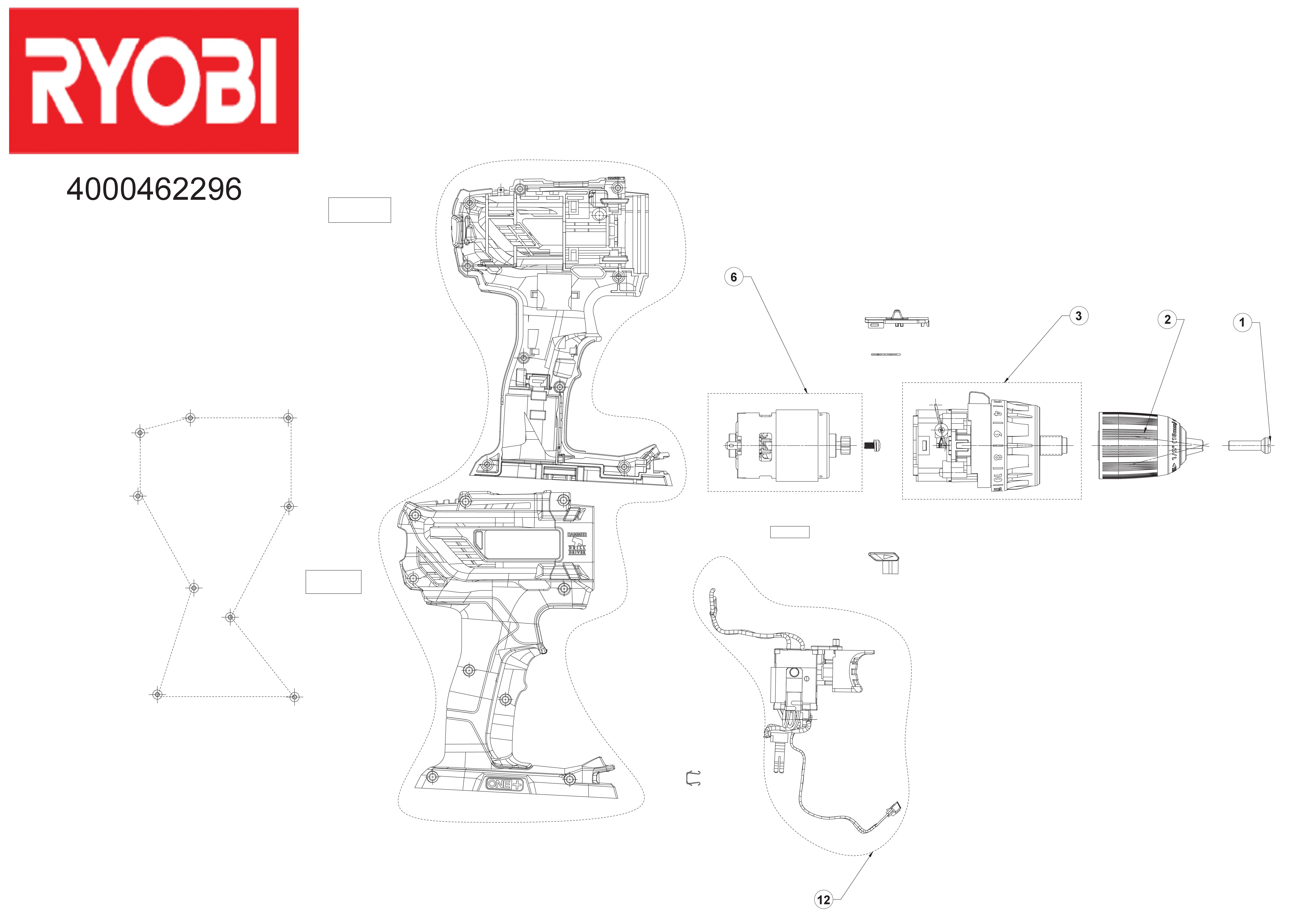 Vue éclatée Ryobi R18CK4F-252S 4000462297#01