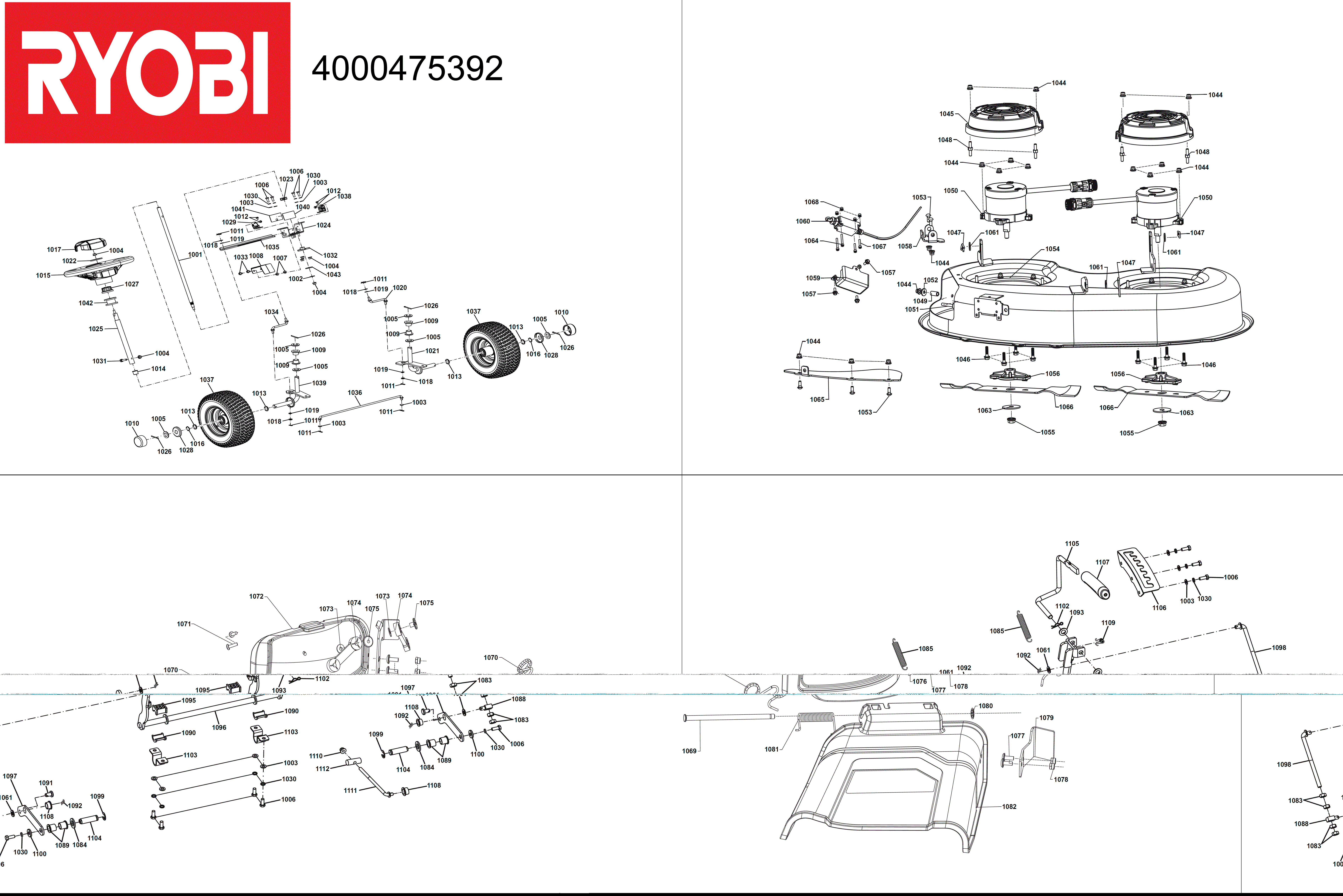 Vue éclatée Ryobi RY48RM76A 4000475392#01