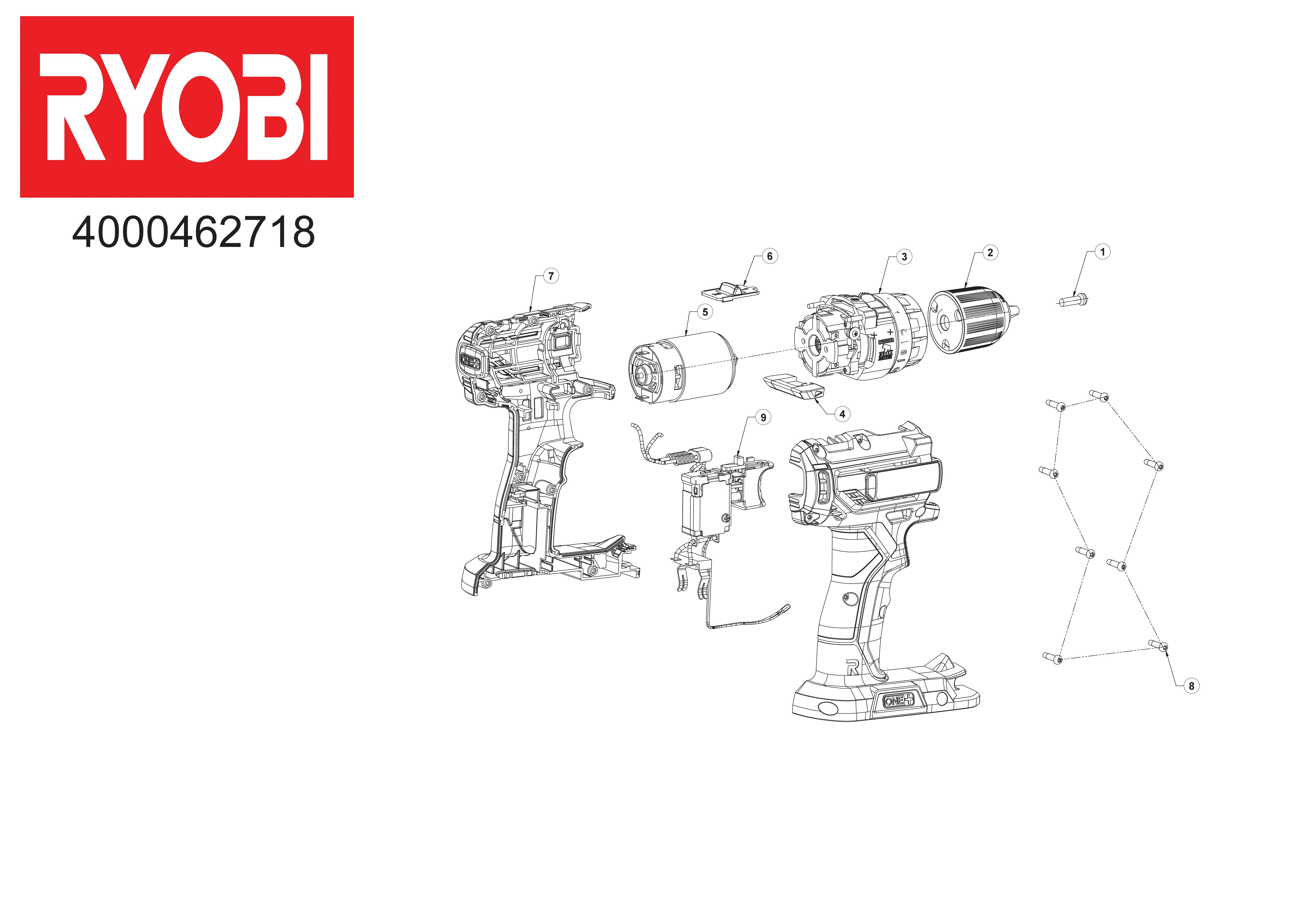 Vue éclatée Ryobi R18PD2-115S 4000462718#01